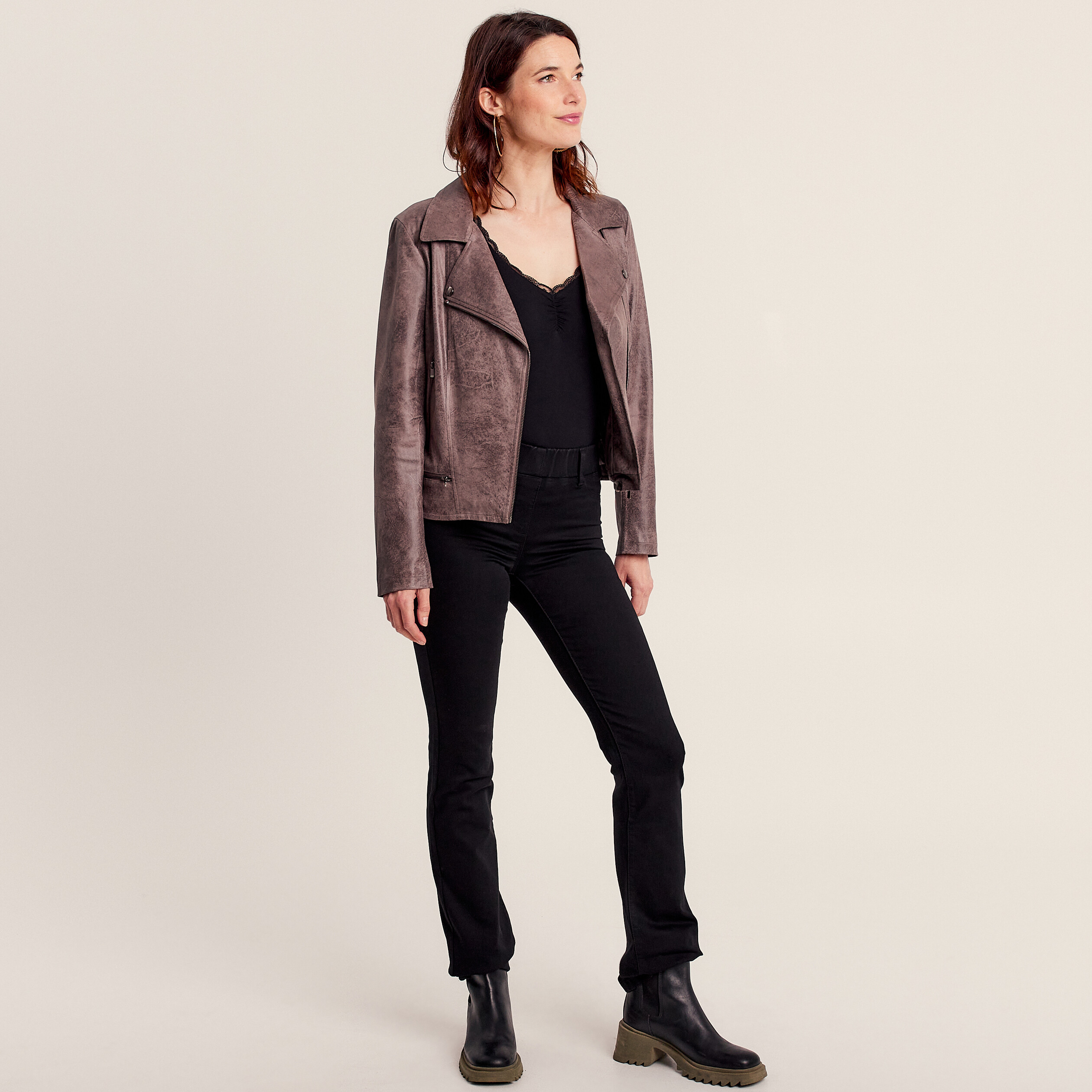 Pantalon tregging bootcut noir femme