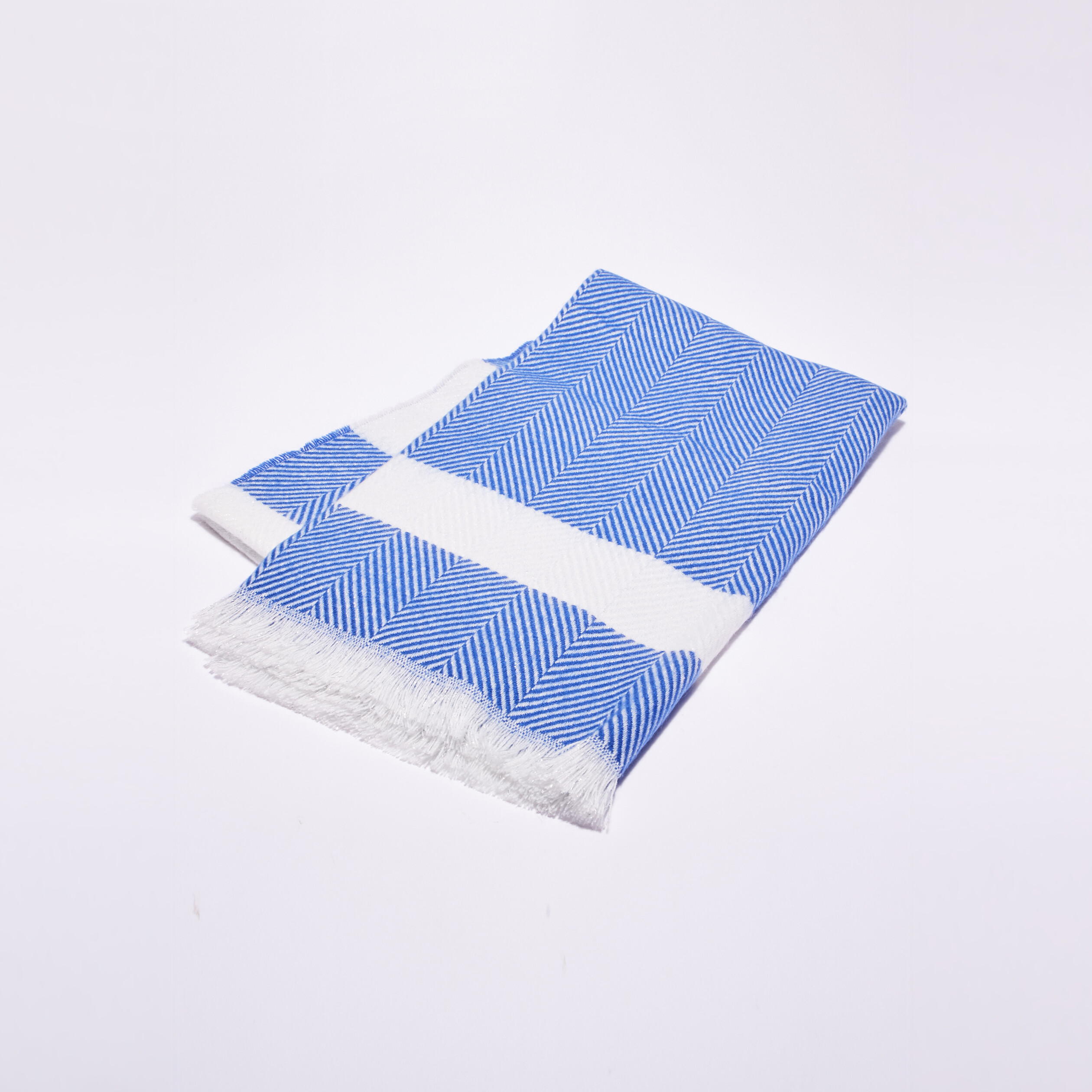 Écharpe à franges bleu electrique femme