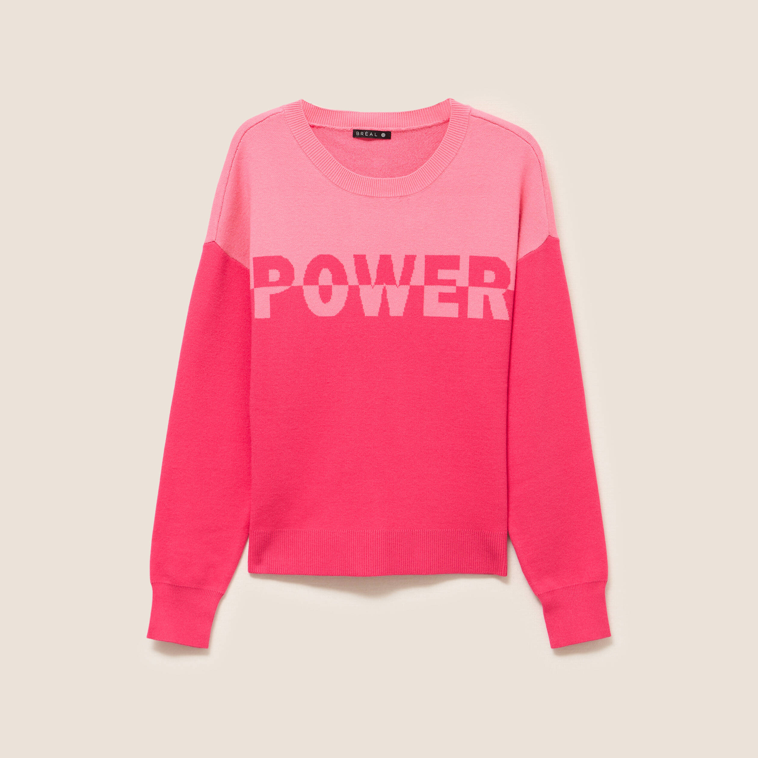 Pull col rond manches longues rose fushia femme Vibs - Main Image