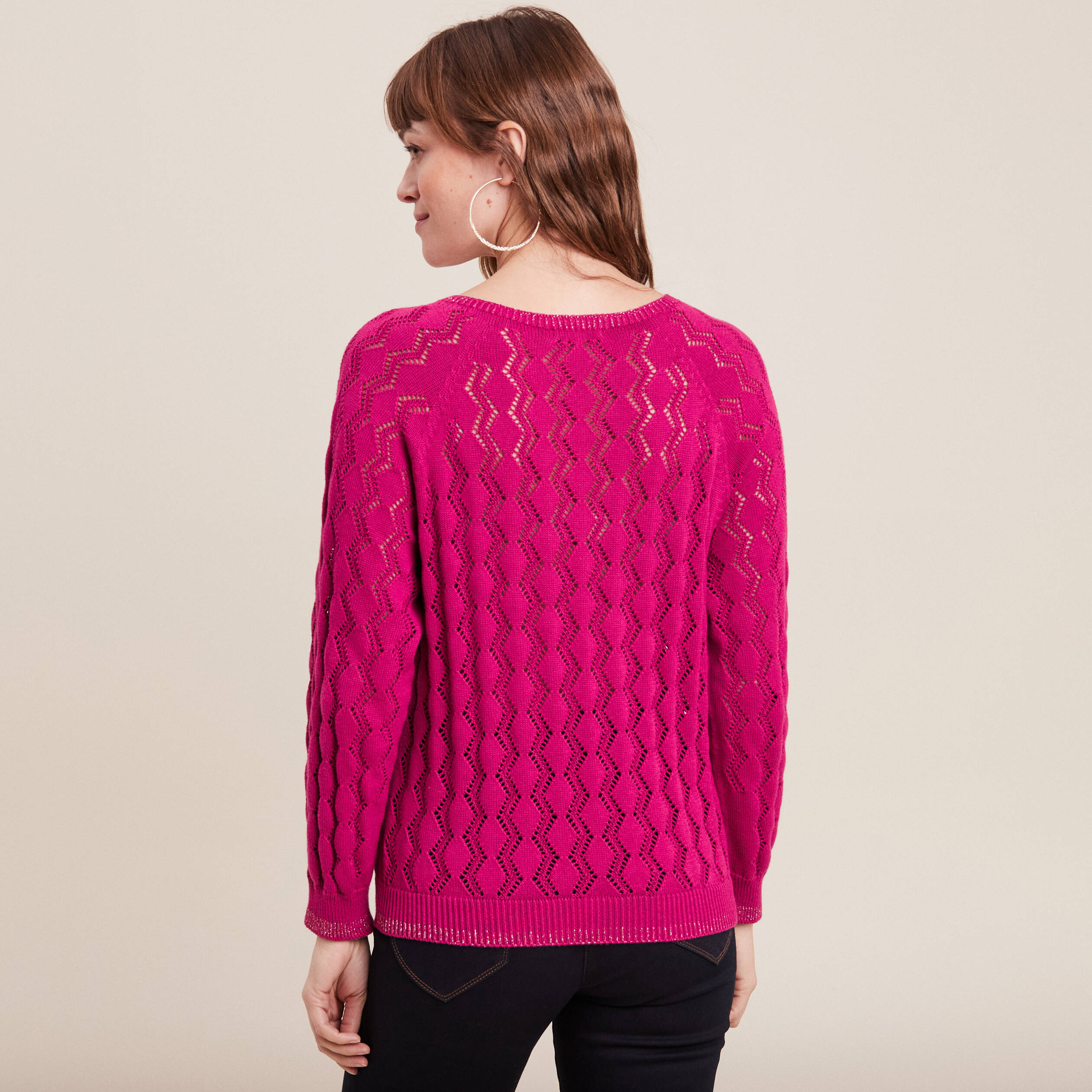pull confectionne en france rose fushia femme Pull confectionné en France rose fushia femme