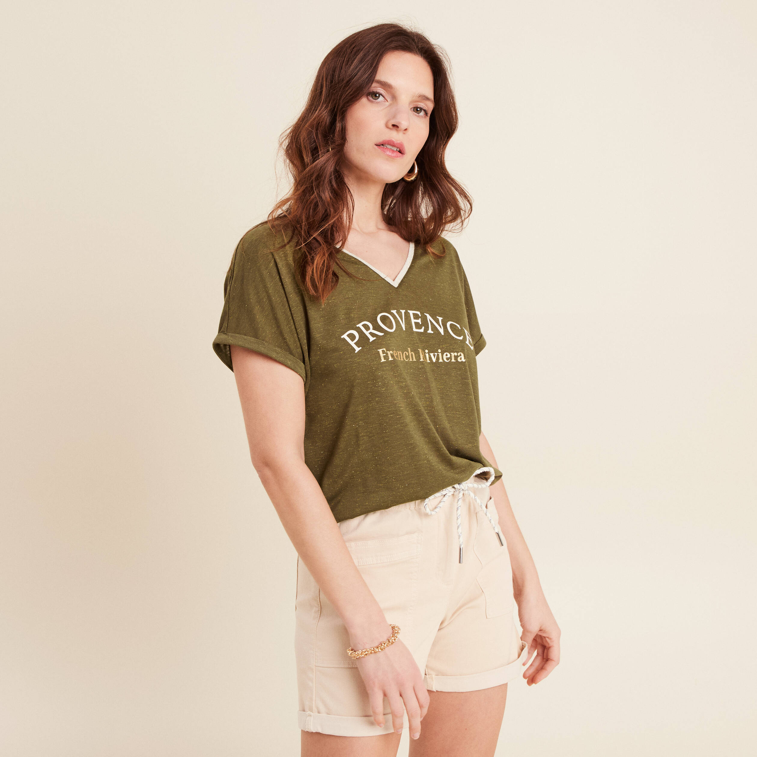 t shirt manches courtes vert olive femme T-shirt manches courtes vert olive femme