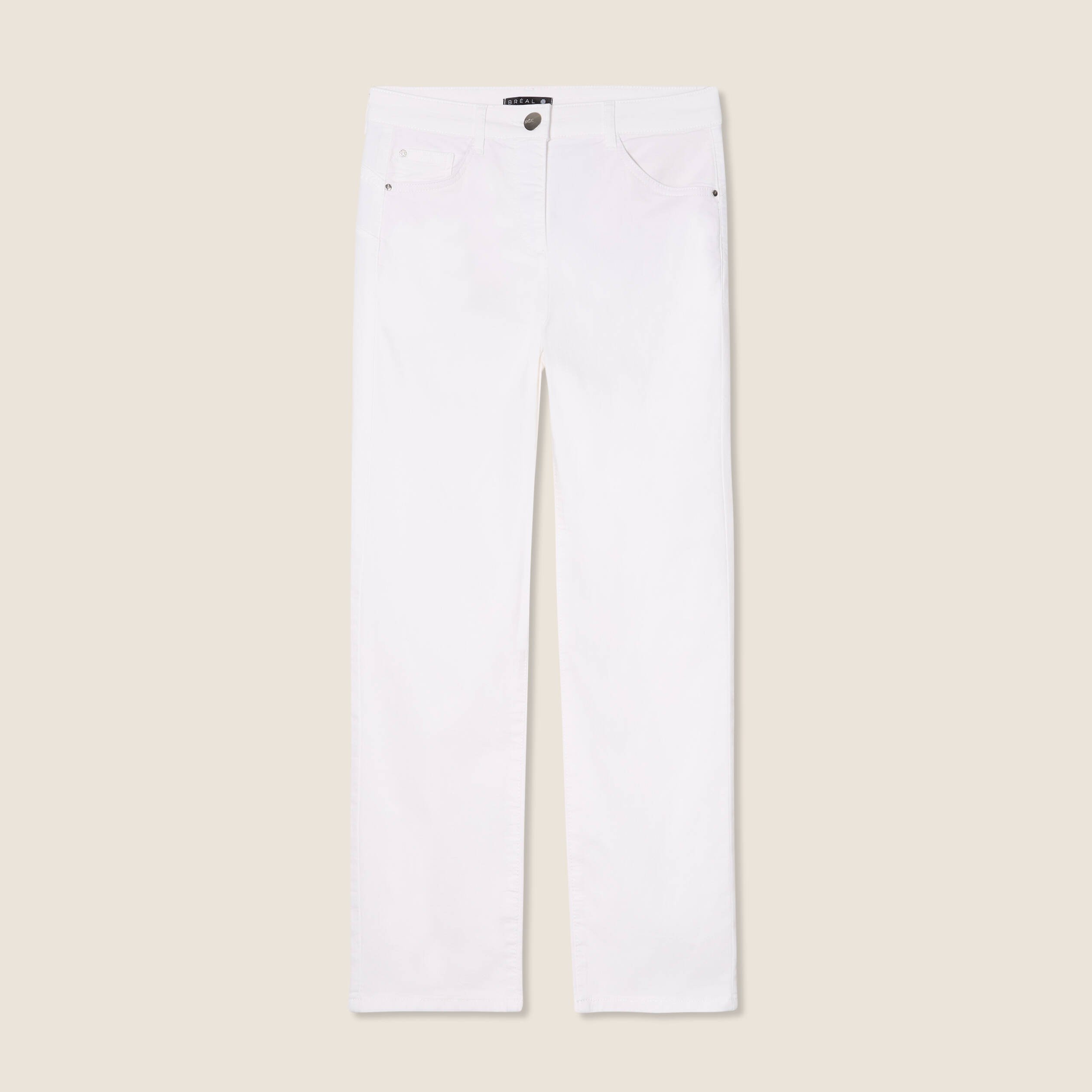 pantalon droit taille haute 78eme blanc femme Pantalon droit taille haute 7/8ème blanc femme