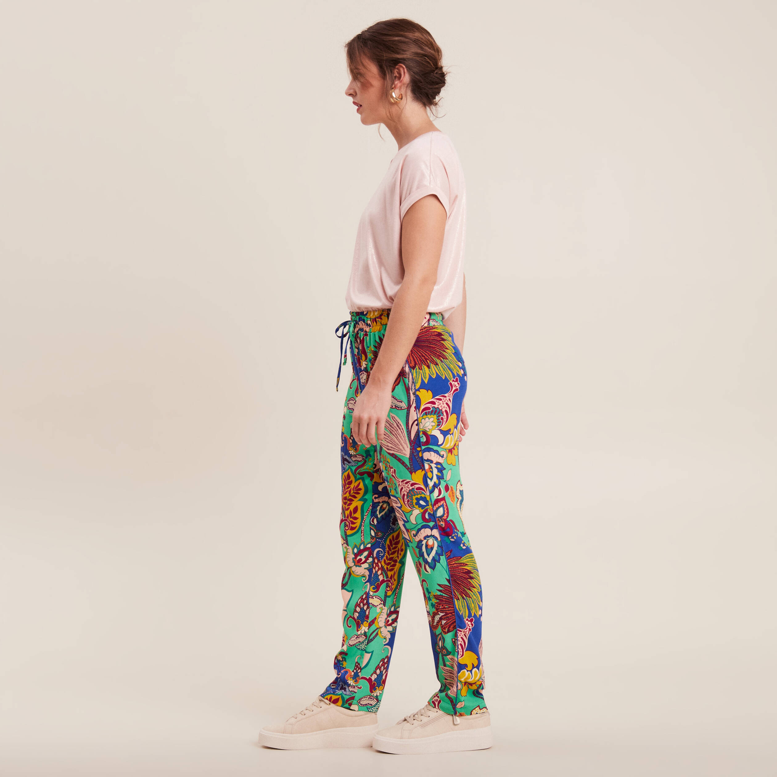 pantalon carotte fluide 78eme vert femme Pantalon carotte fluide 7/8ème vert femme