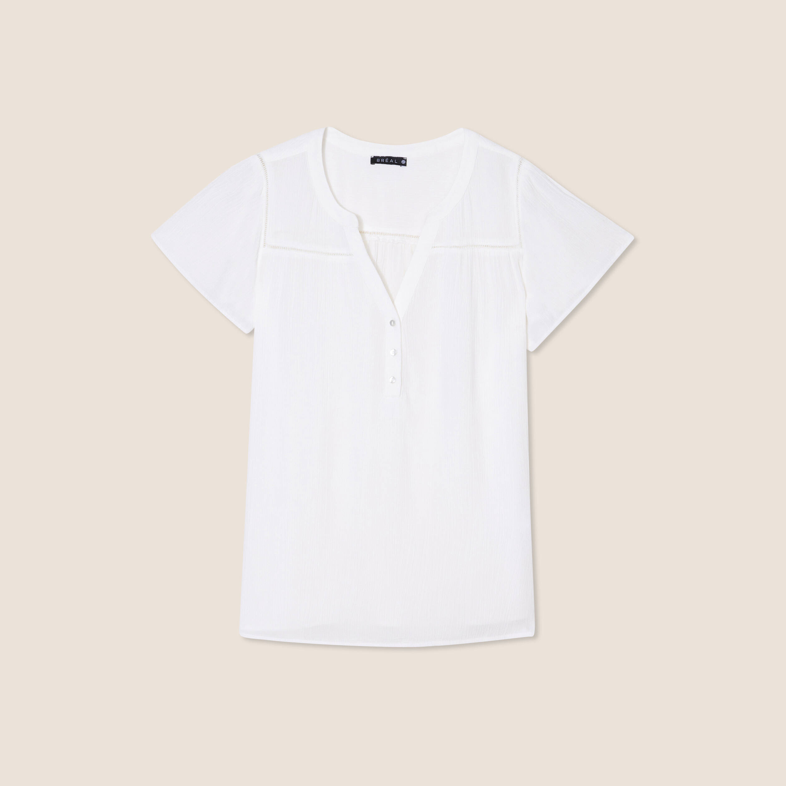 Blouse manches courtes ecru femme