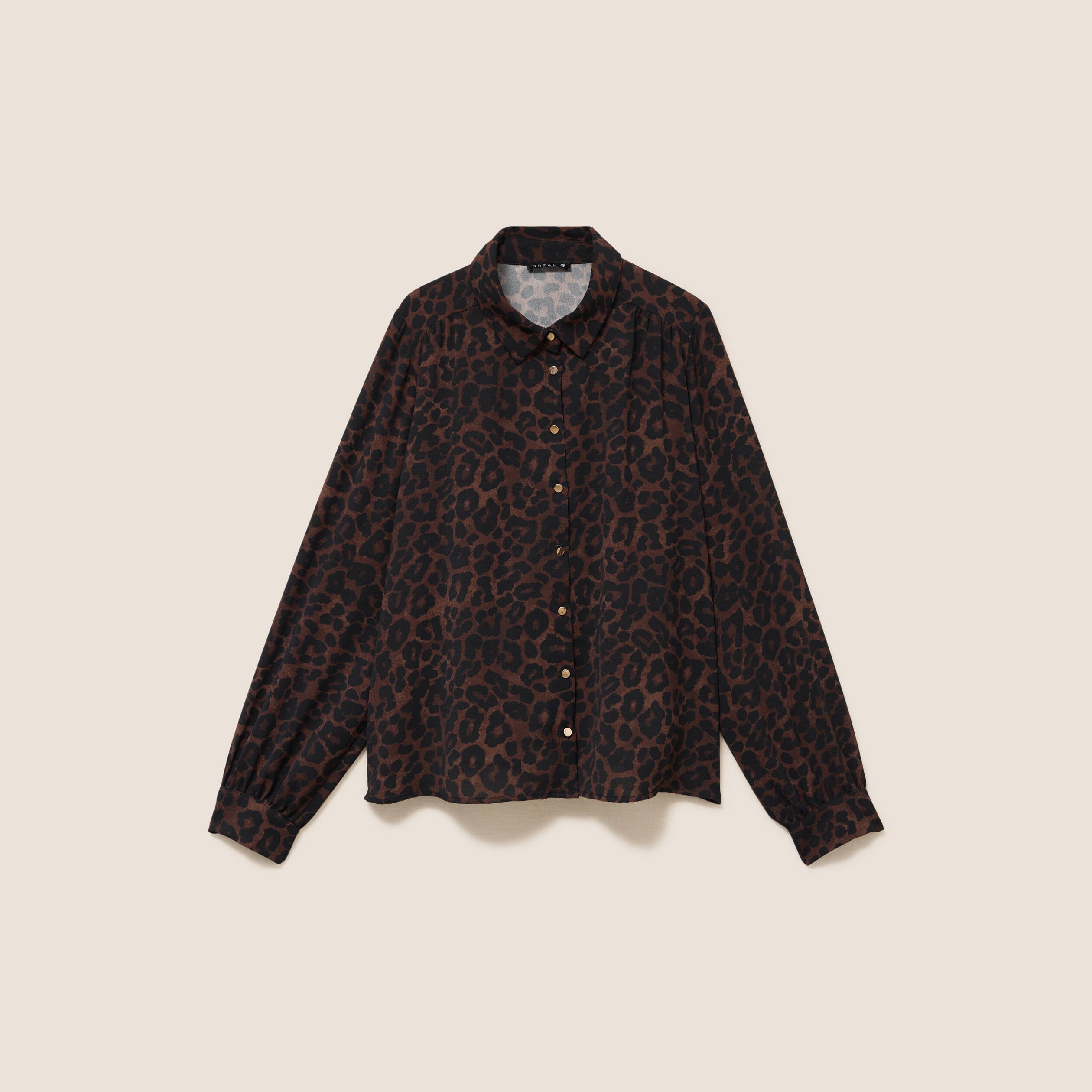 Chemise col chemise manches longues marron femme