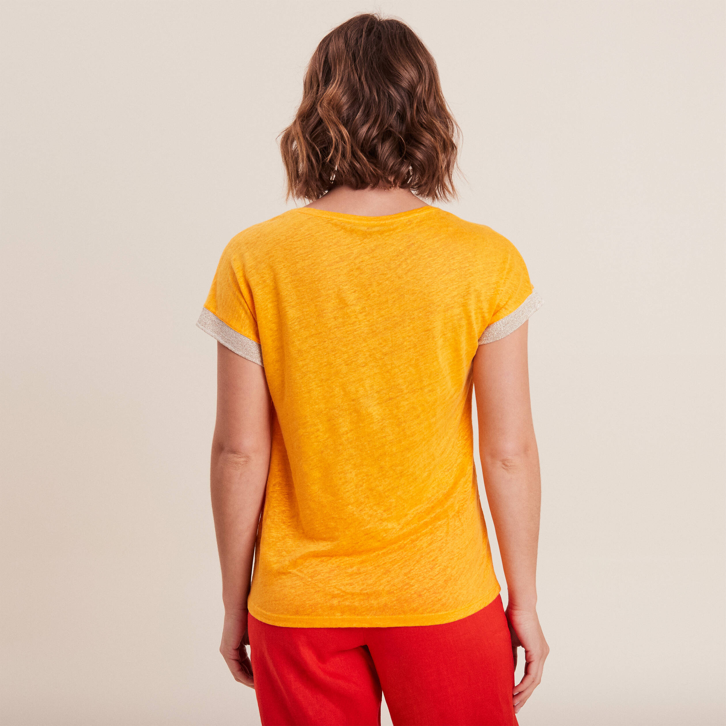 t shirt manches courtes jaune or femme T-shirt manches courtes jaune or femme