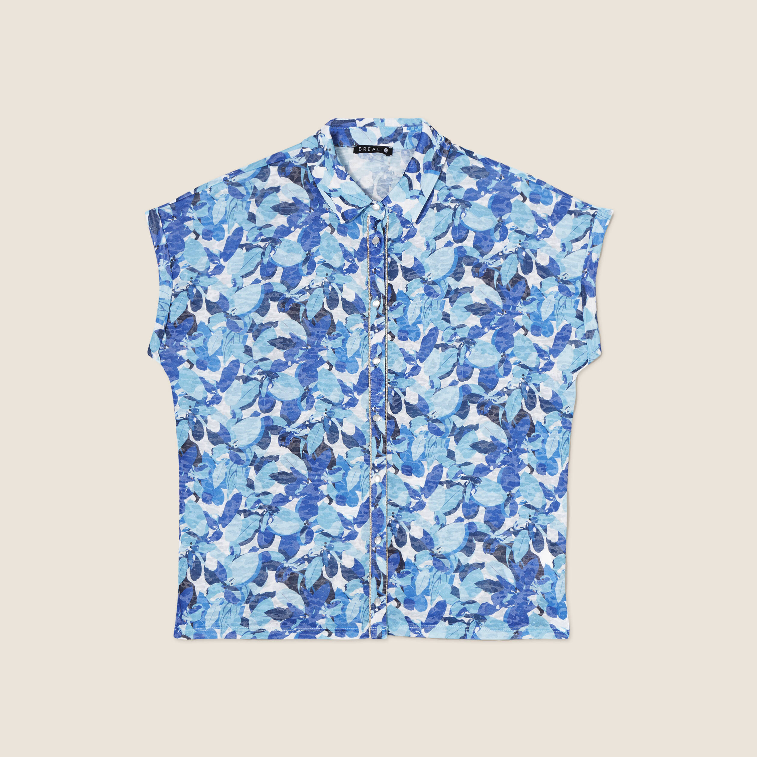 Chemise manches courtes bleu femme