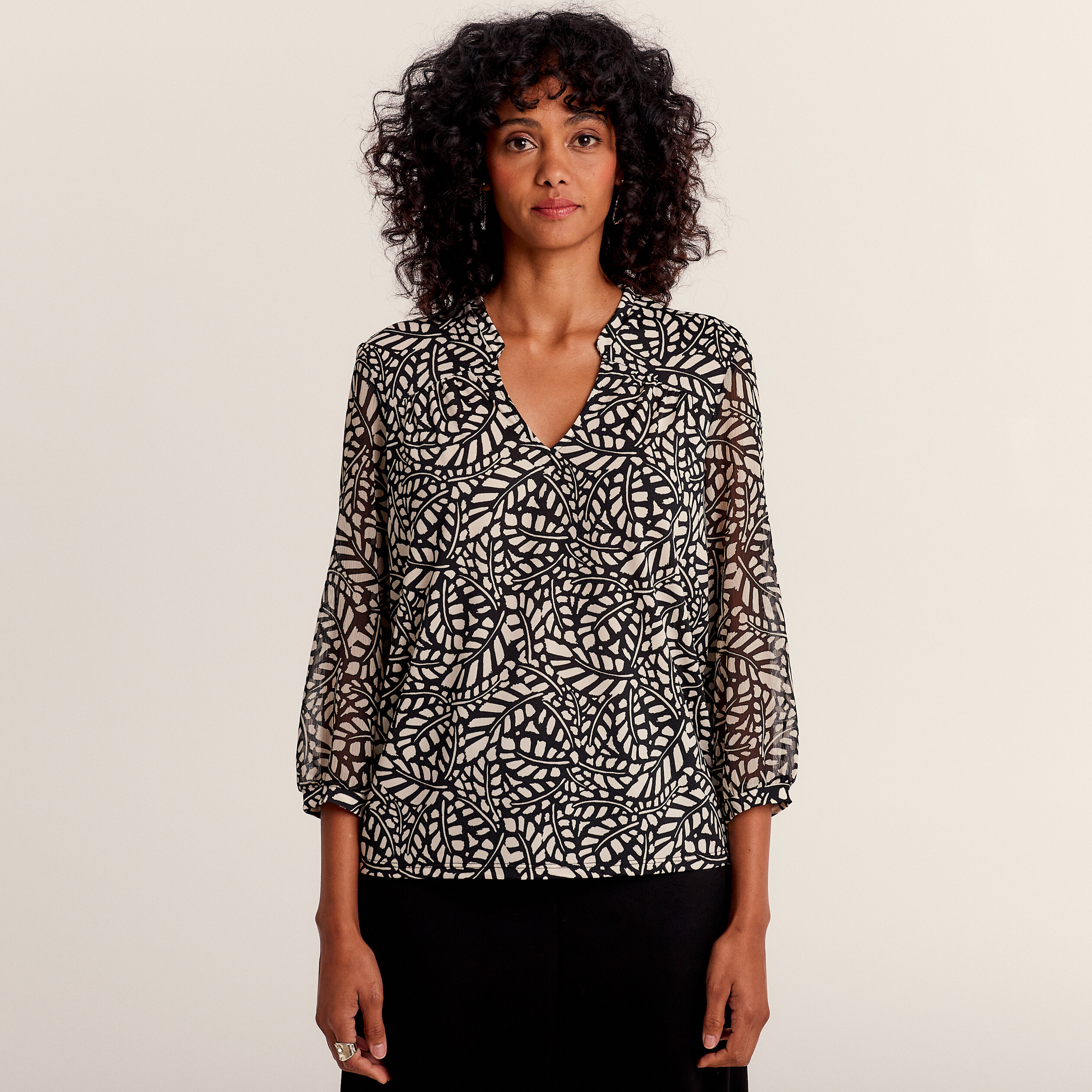 t shirt manches 34 noir femme T-shirt manches 3/4 noir femme