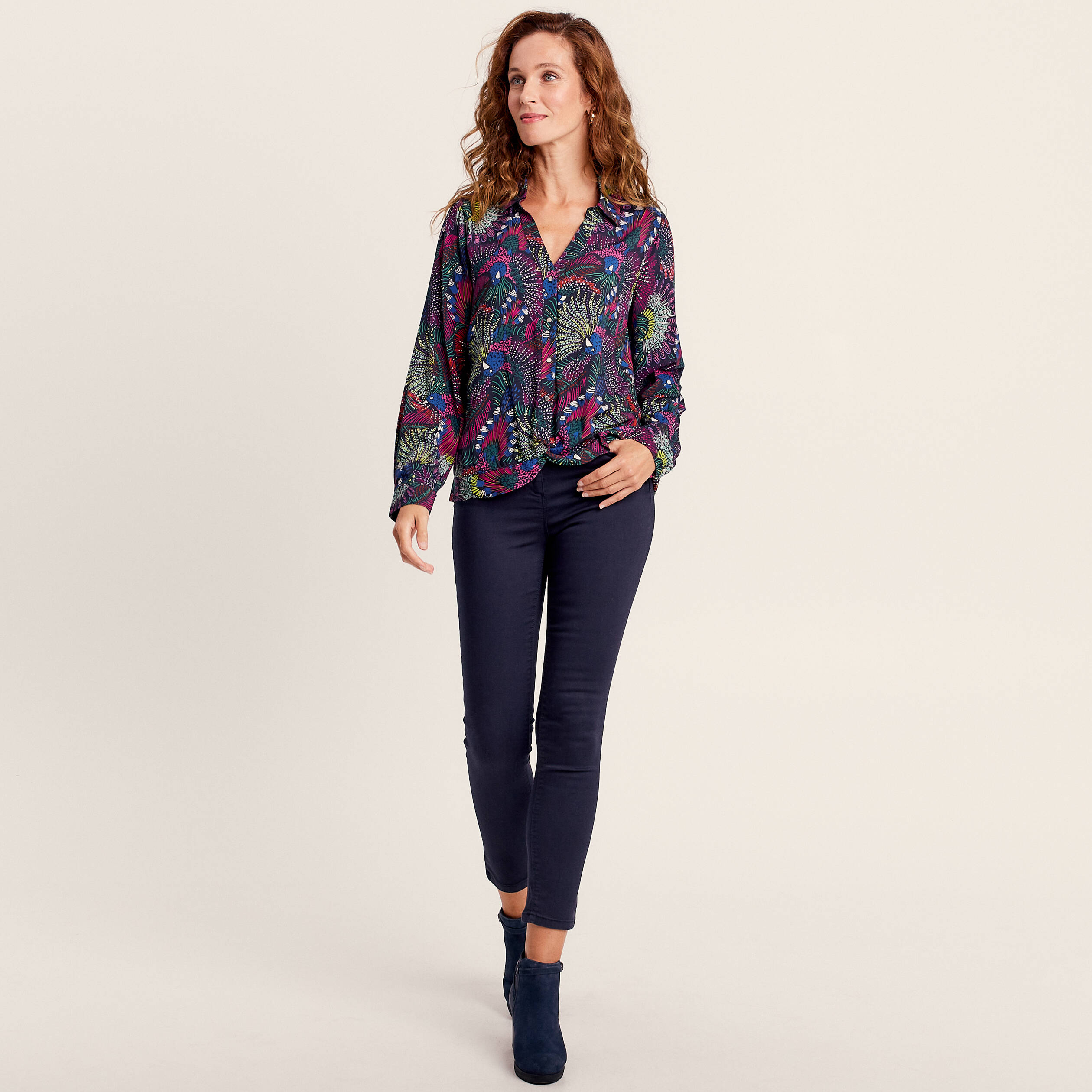 Chemise manches longues multicolore femme