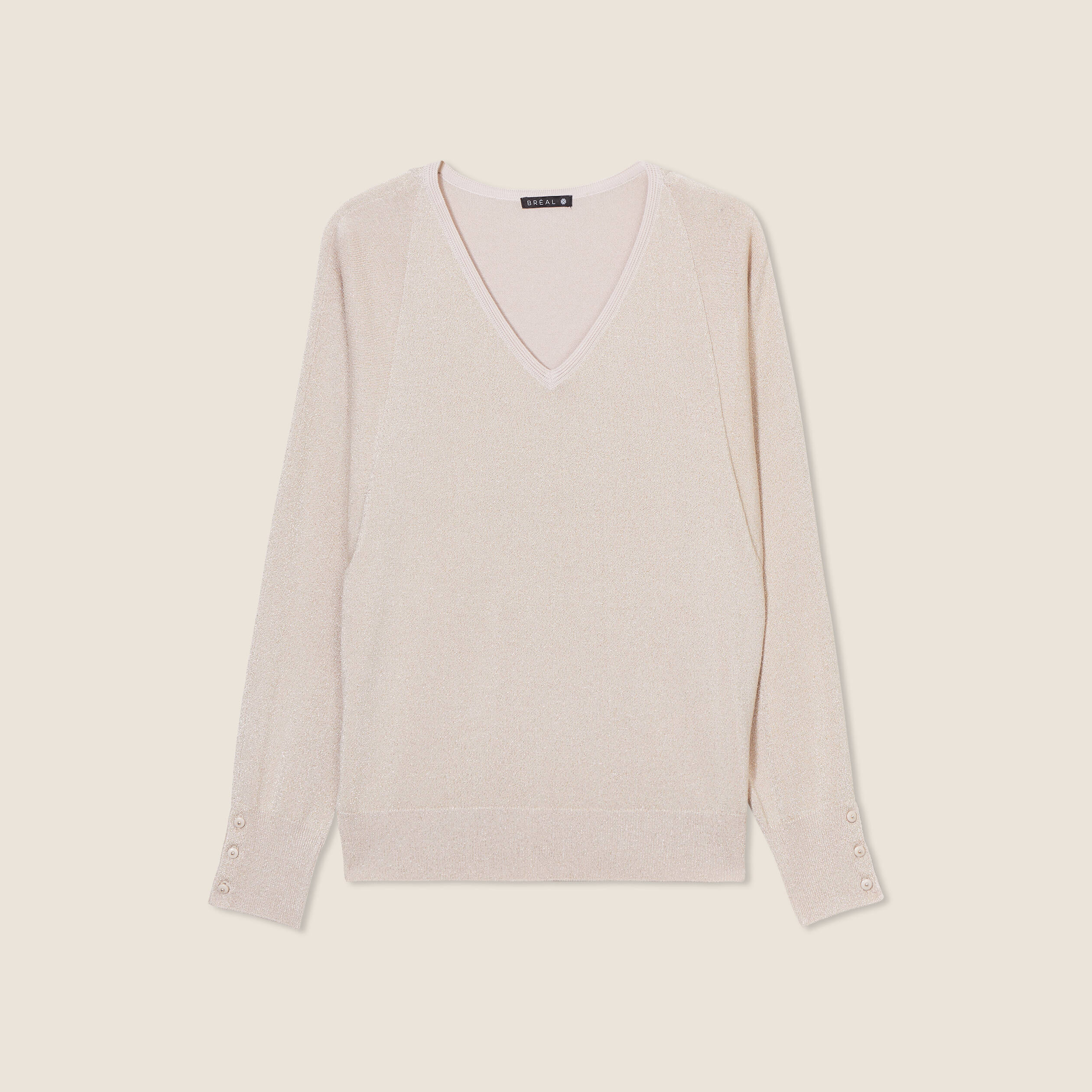 Pull manches longues couleur or femme