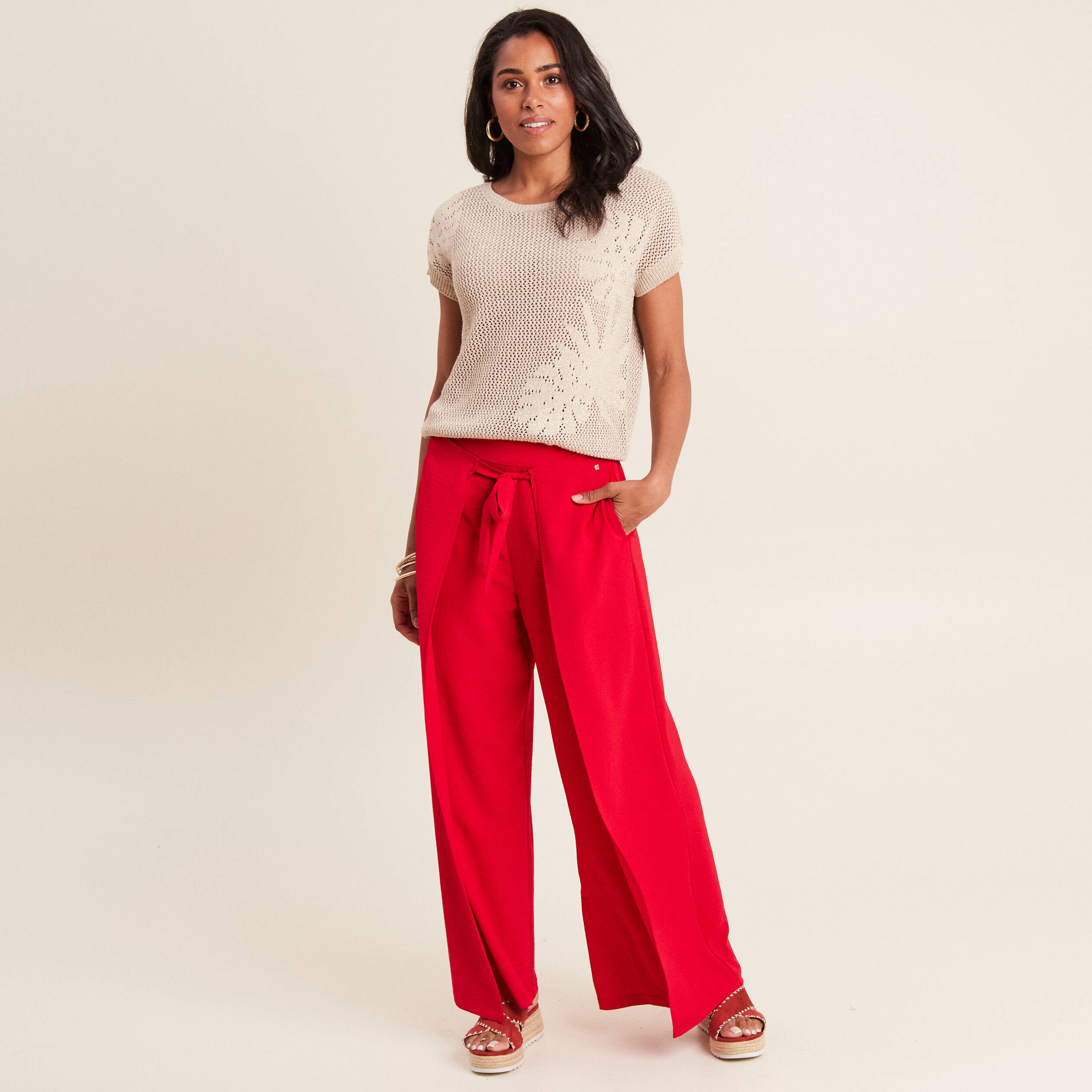 pull manches courtes ajoure couleur or femme Pull manches courtes ajouré couleur or femme