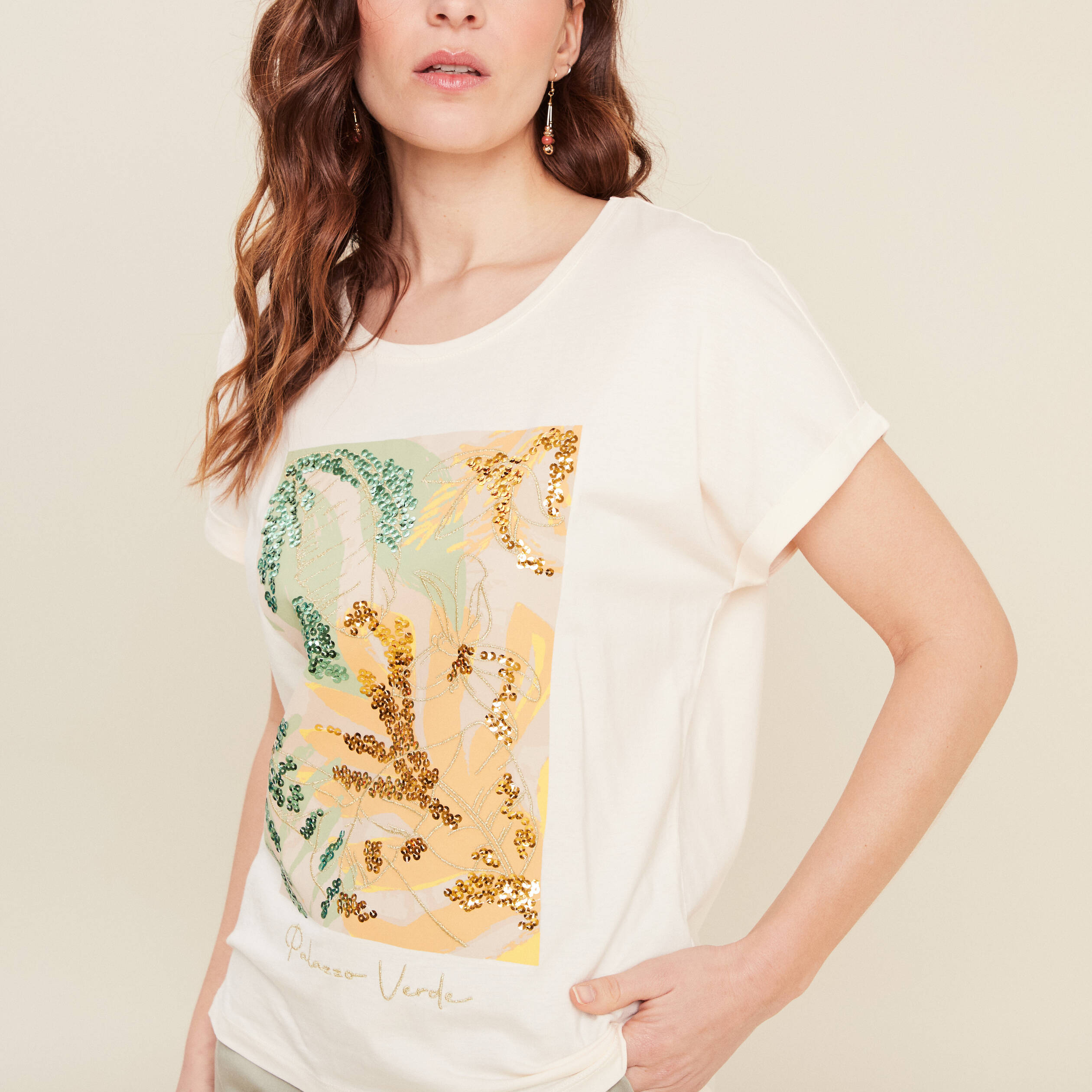 t shirt manches courtes ecru femme T-shirt manches courtes ecru femme