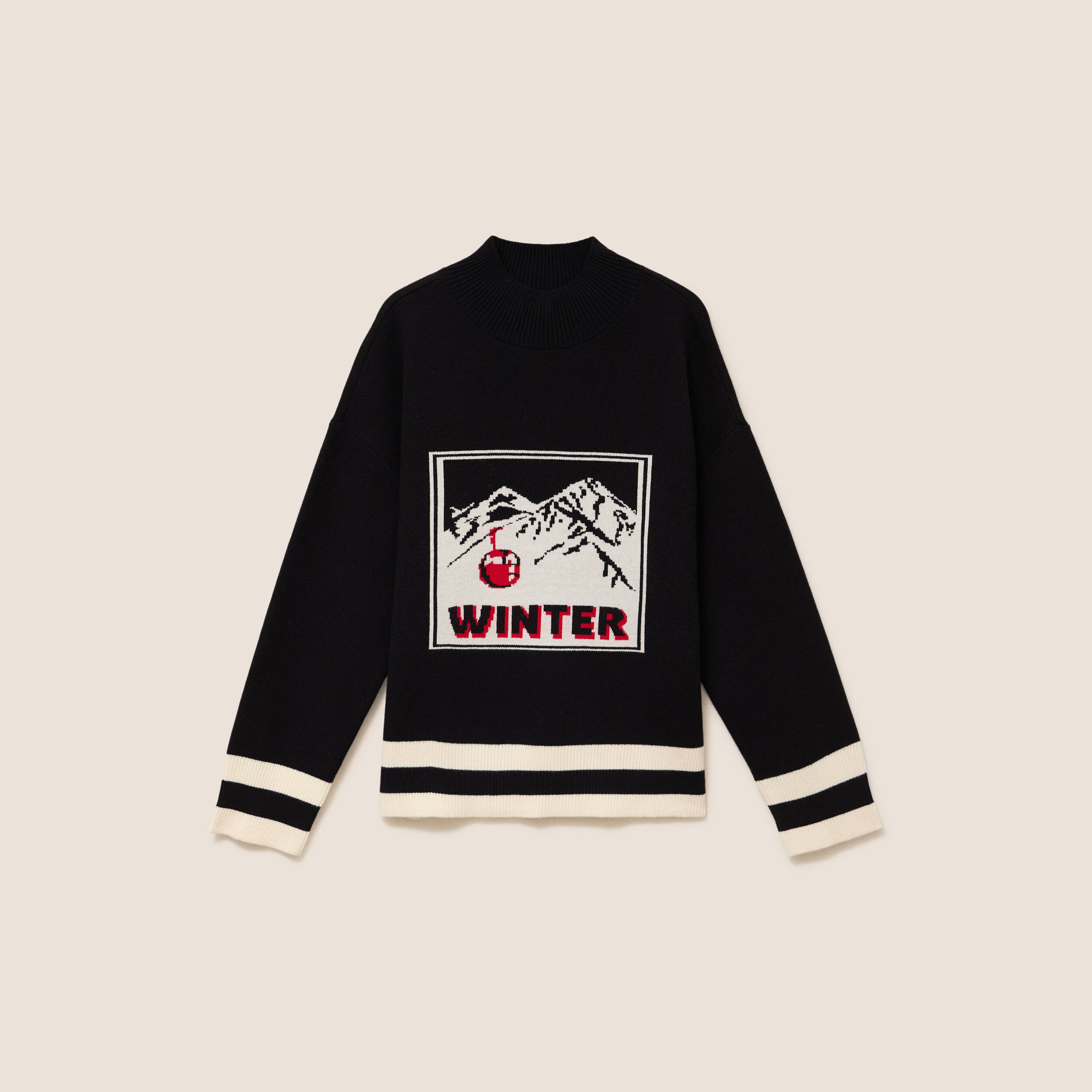 Pull col montant noir femme
