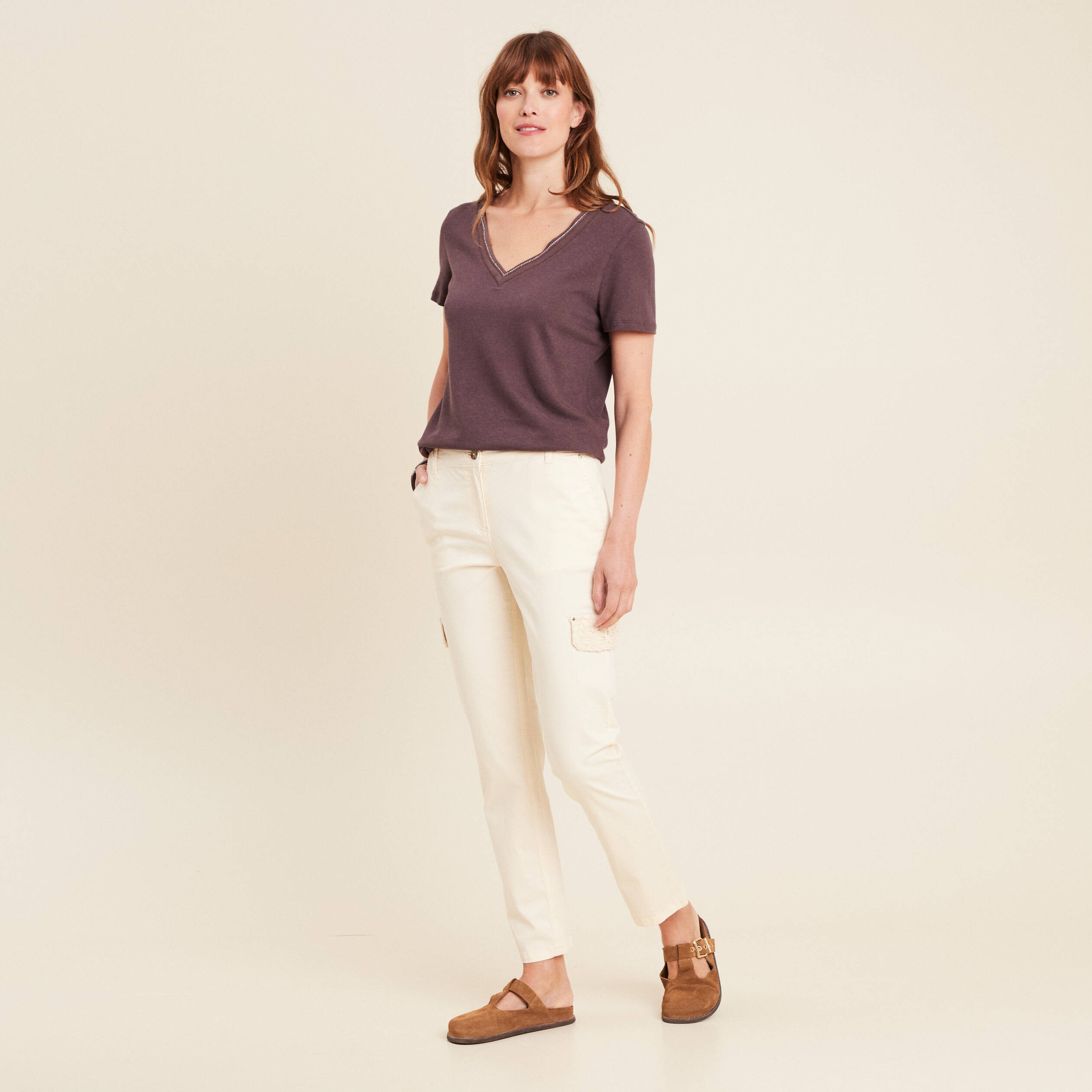 pantalon jogpant 78eme ecru femme Pantalon jogpant 7/8ème ecru femme