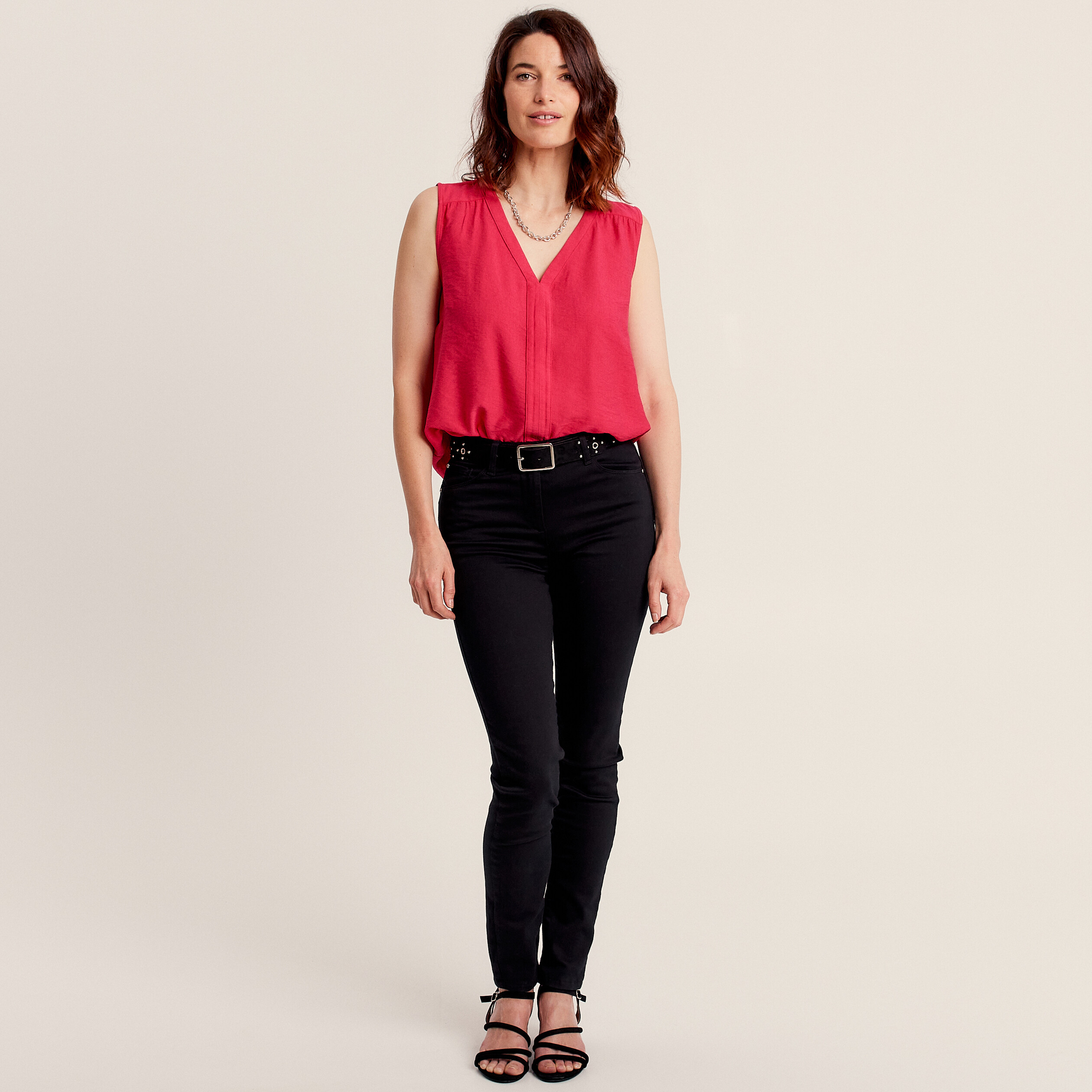 Blouse sans manches rose fushia femme