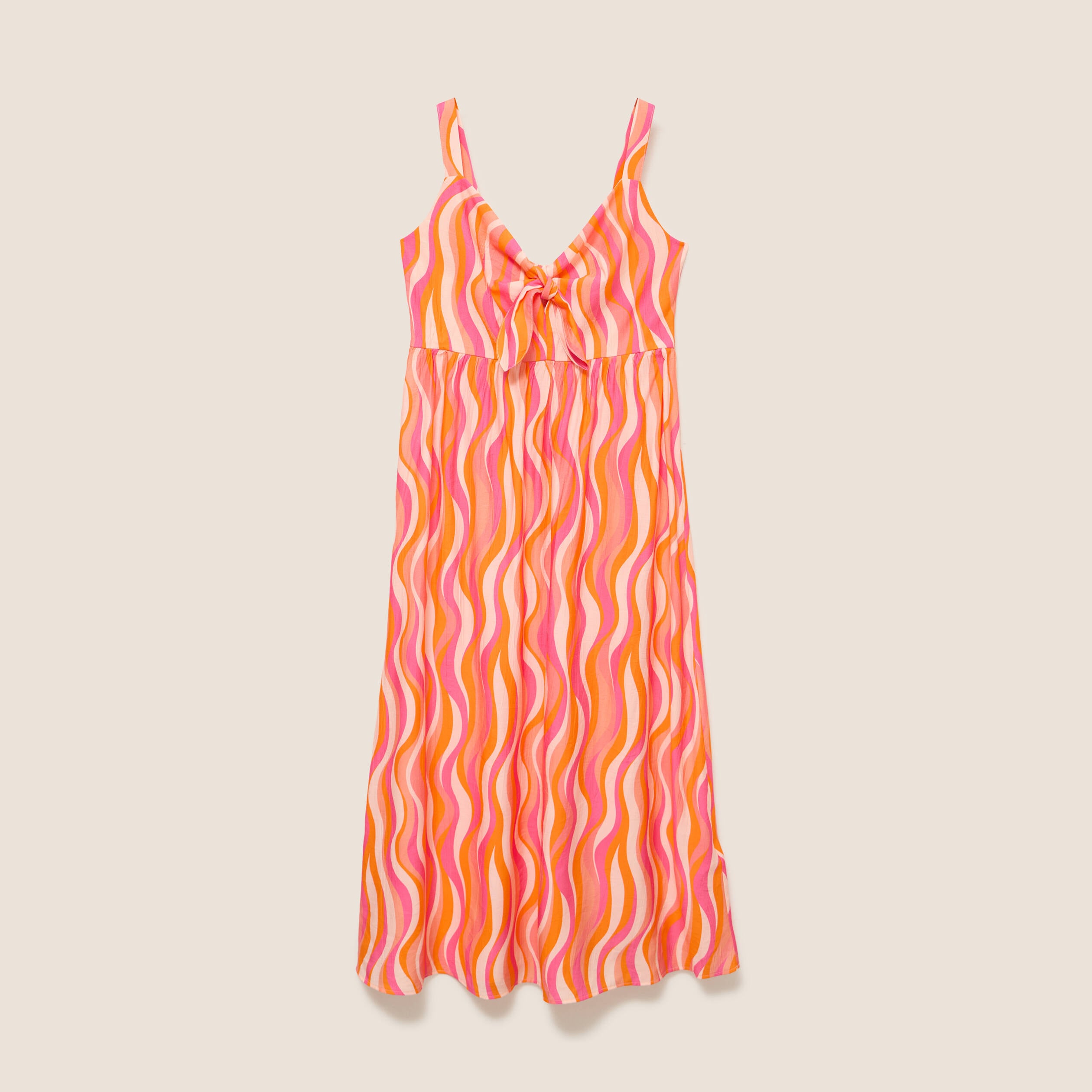 Robe longue &eacute;vas&eacute;e &agrave; fines bretelles orange femme