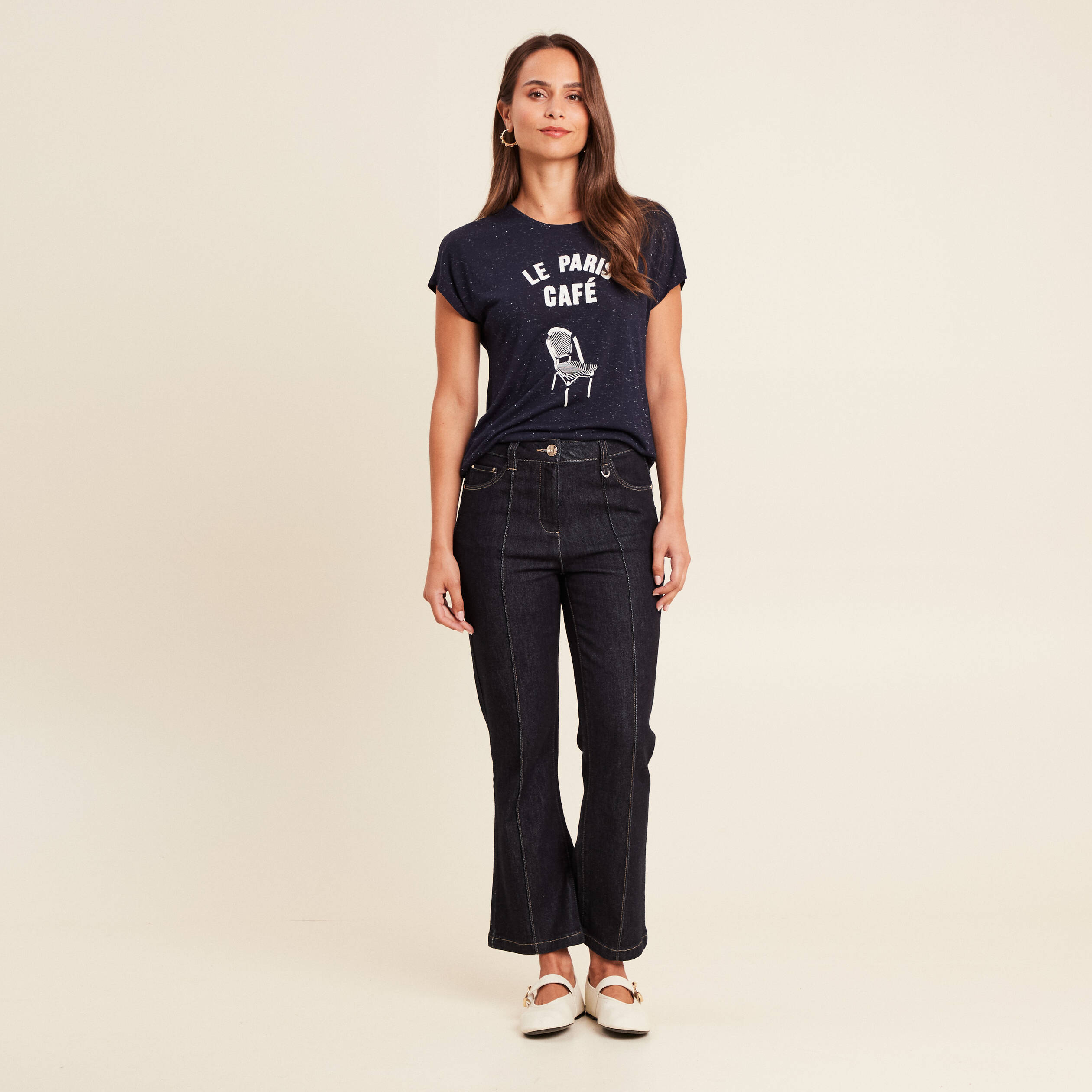 pantalon bootcut 78eme taille haute denim brut femme pantalon bootcut 7/8ème taille haute denim brut femme