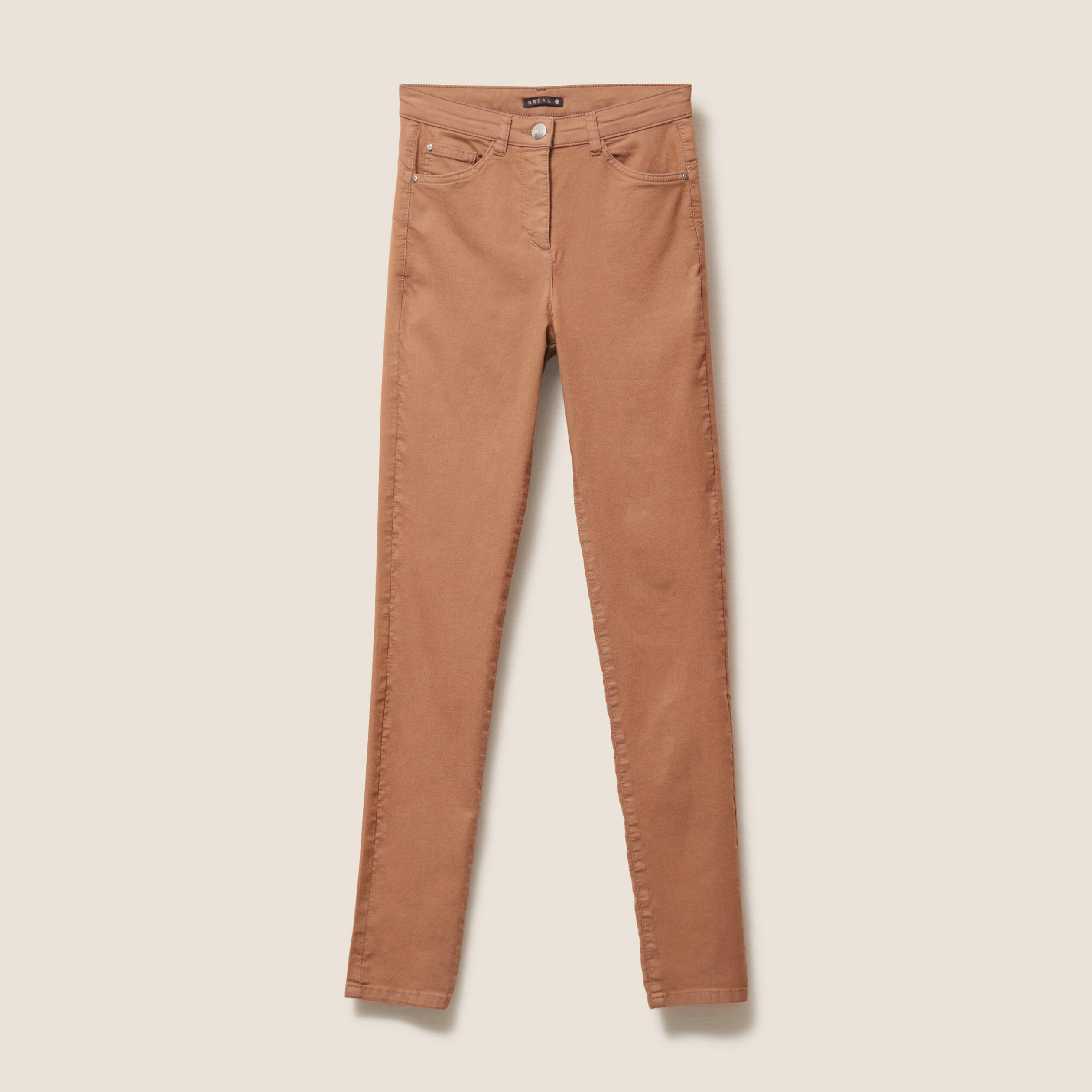 pantalon leger taille haute long marron femme Pantalon léger taille haute long marron femme