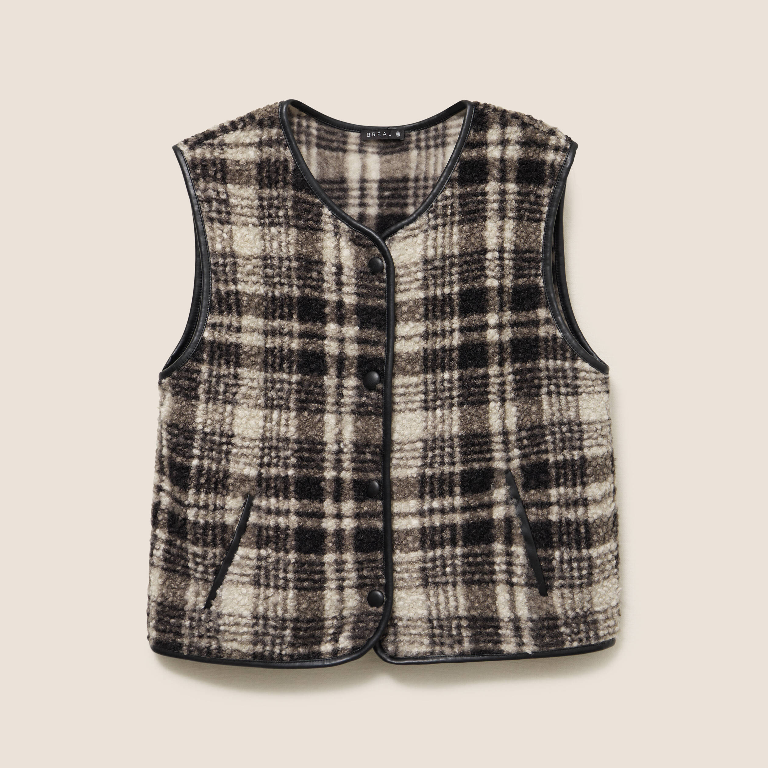 Gilet sans manches en bouclette noir femme