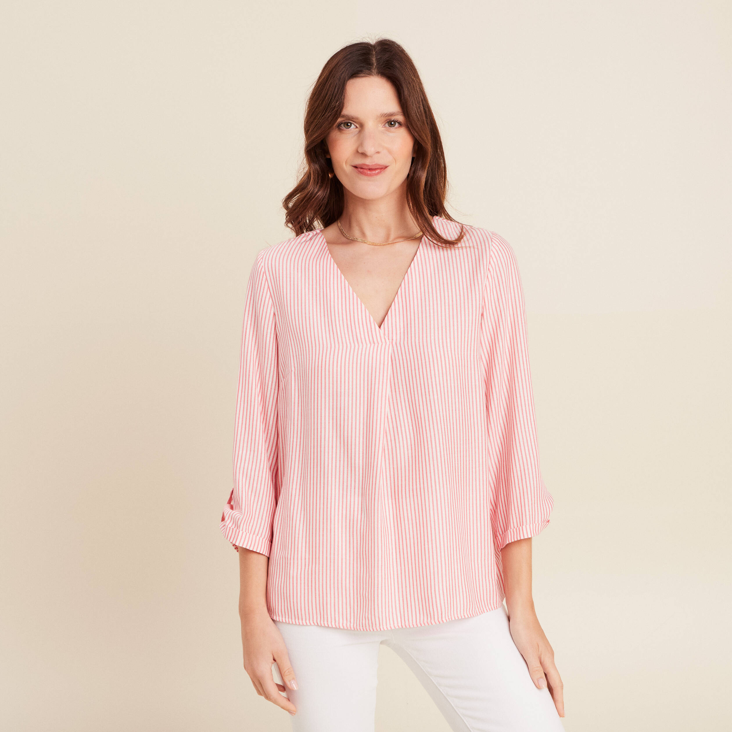 blouse fluide manches 34 rouge femme blouse fluide manches 3/4 rouge femme