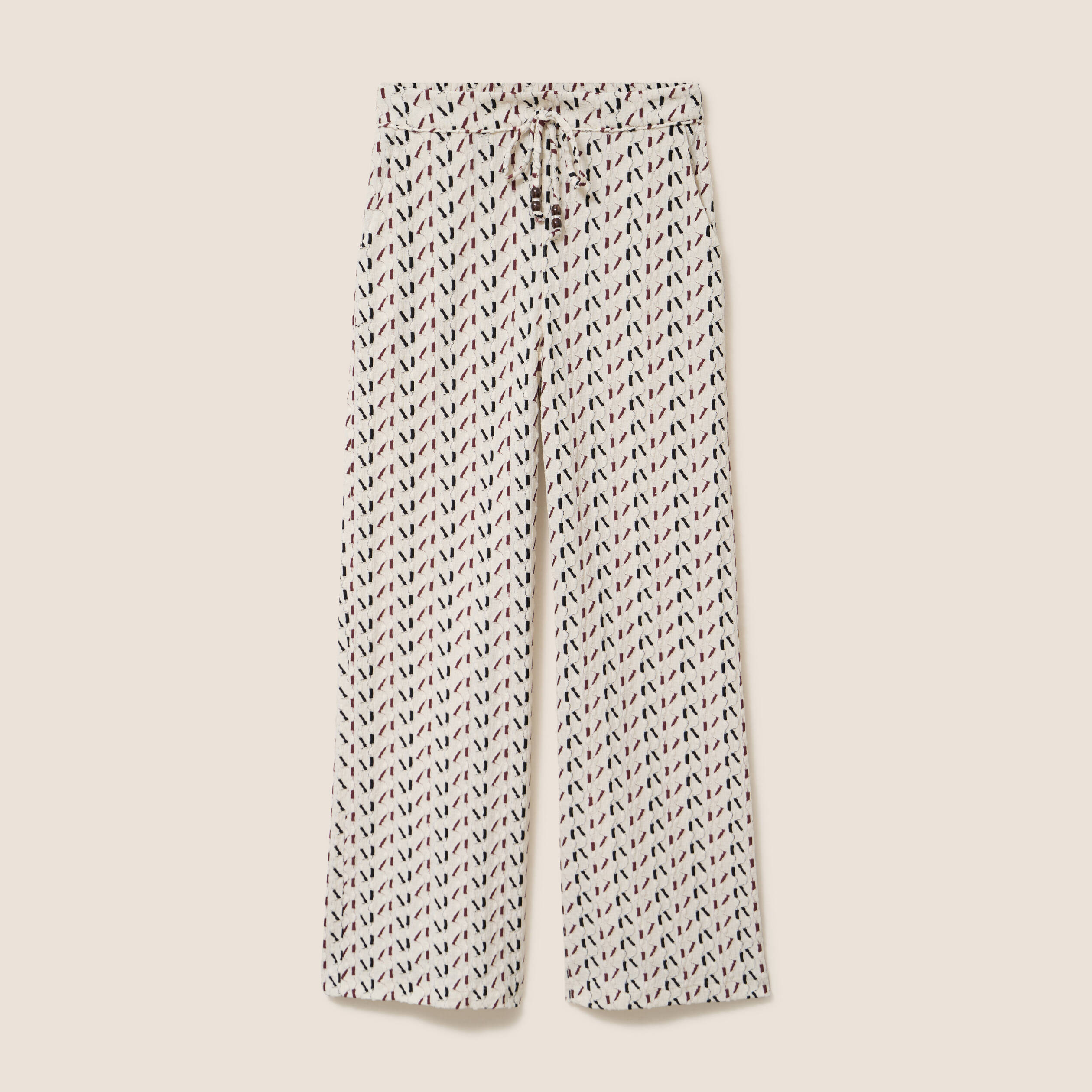 Pantalon large taille haute blanc femme