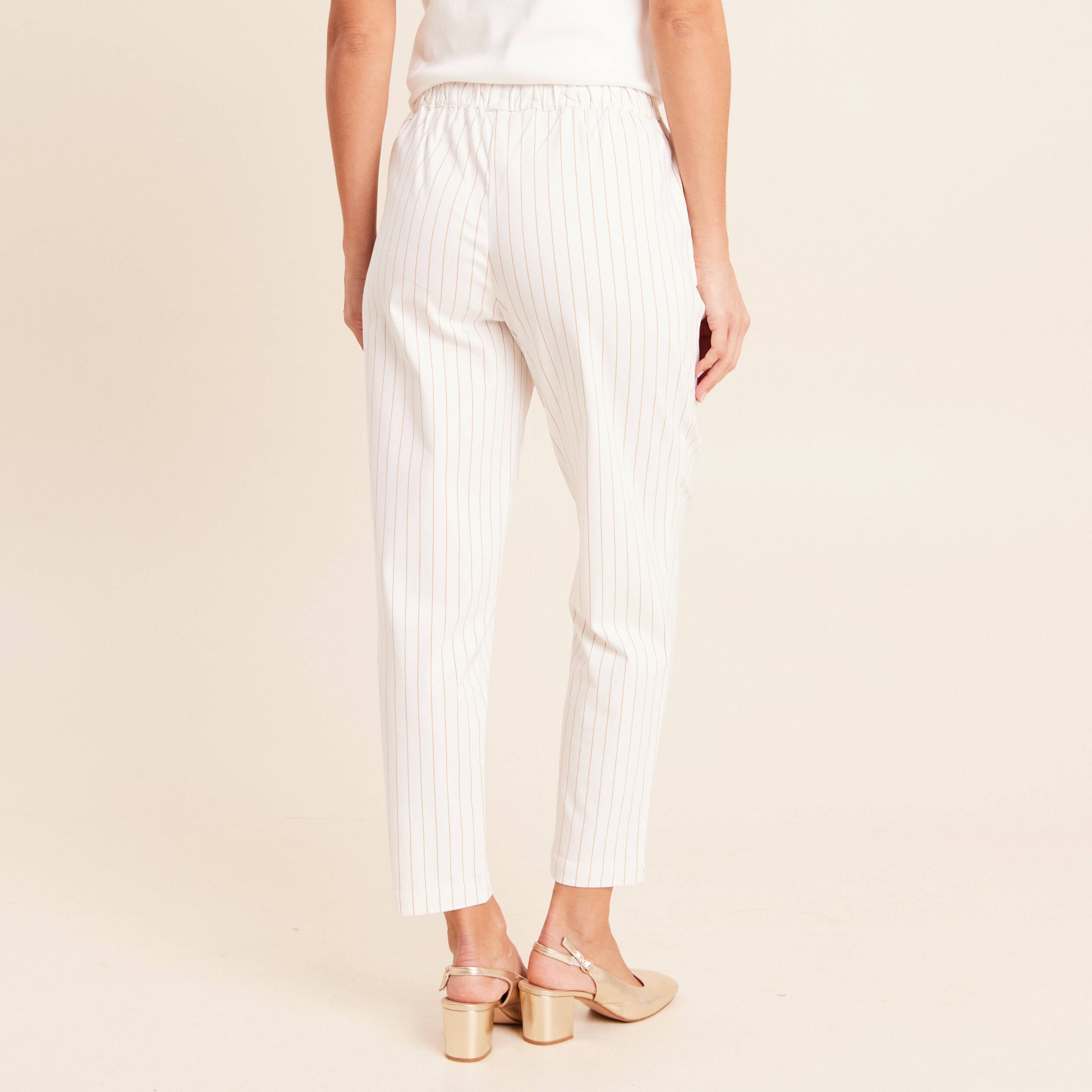 Pantalon jogpant taille haute blanc femme