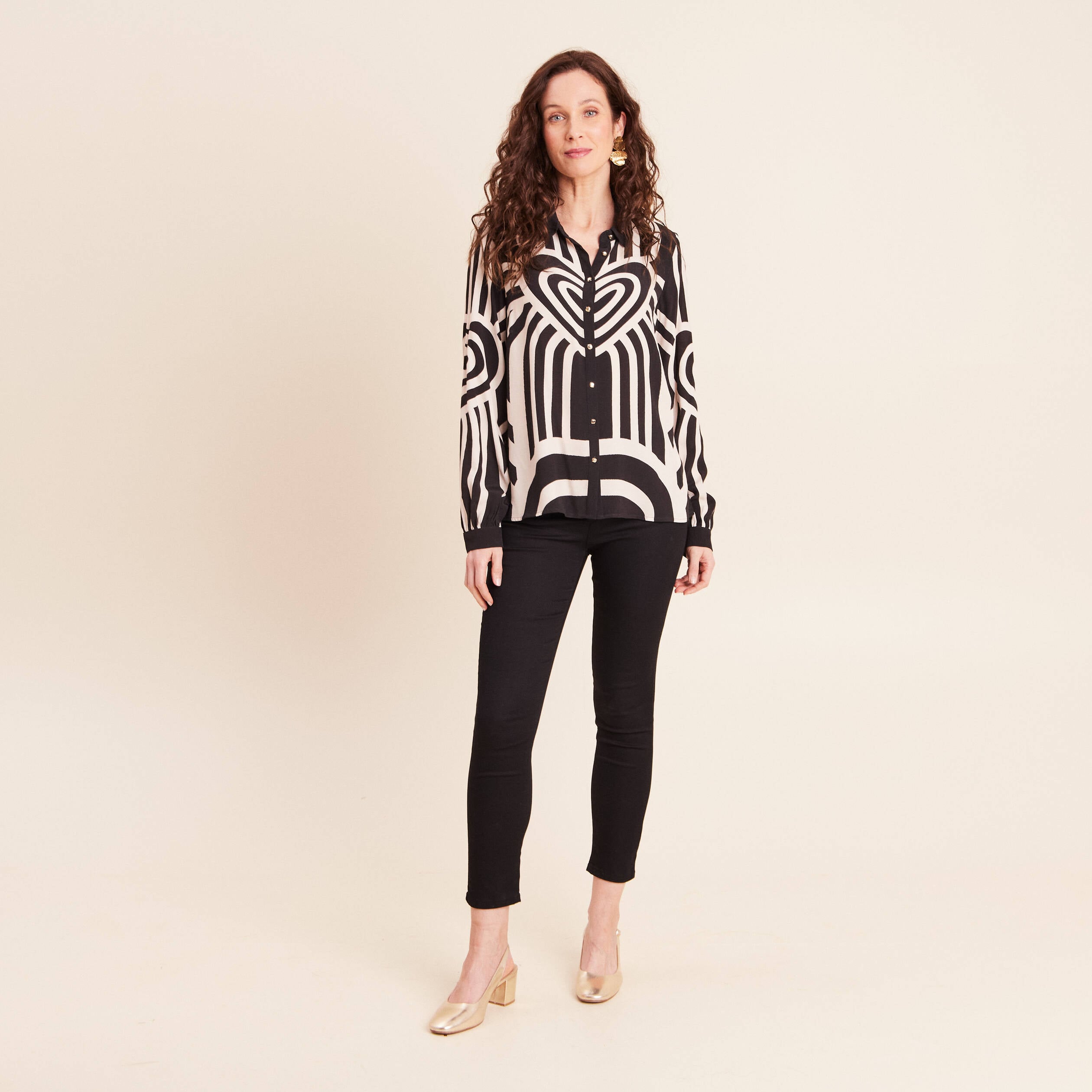 Chemise ample manches longues fluide blanc femme