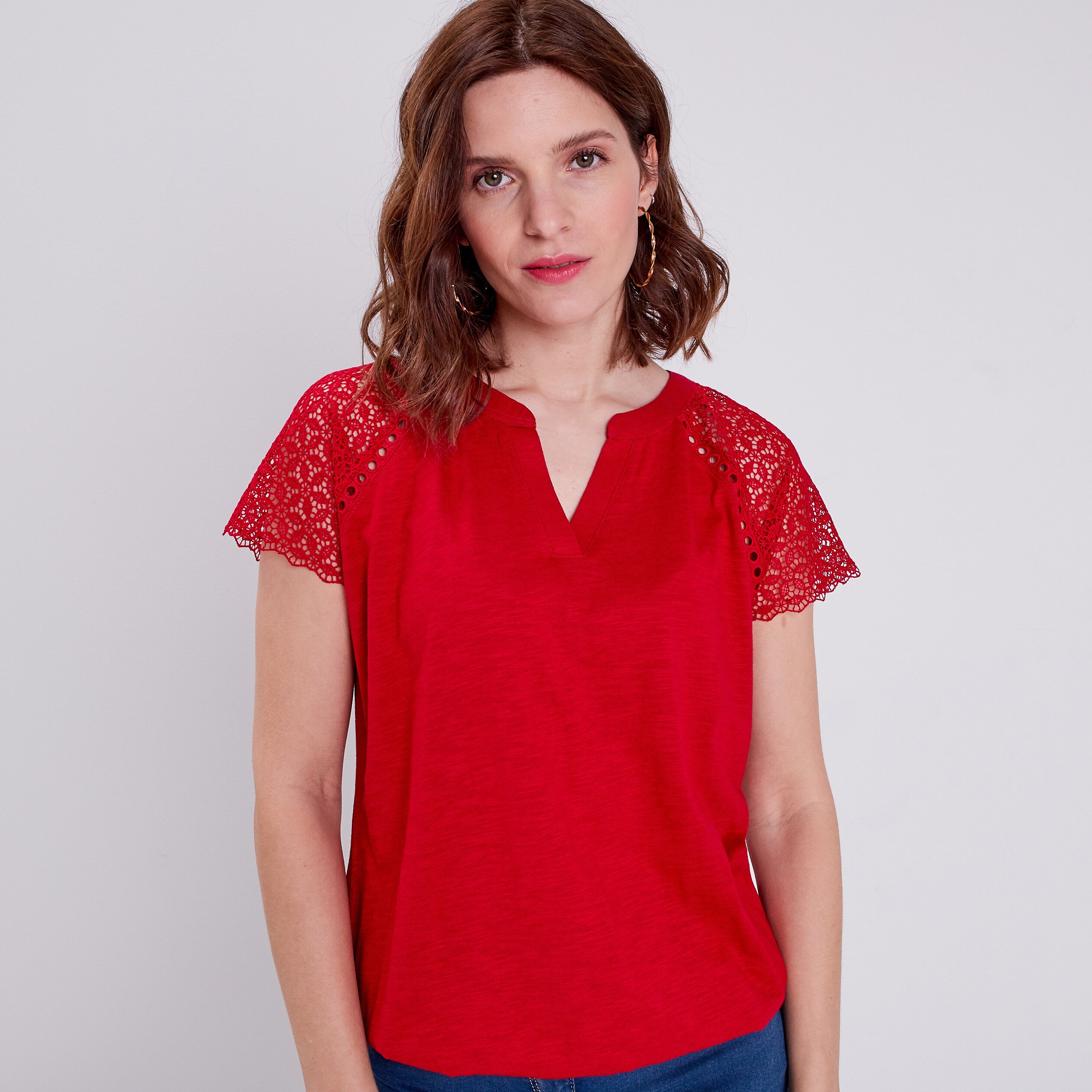 t shirt manches courtes rose framboise femme T-shirt manches courtes rose framboise femme