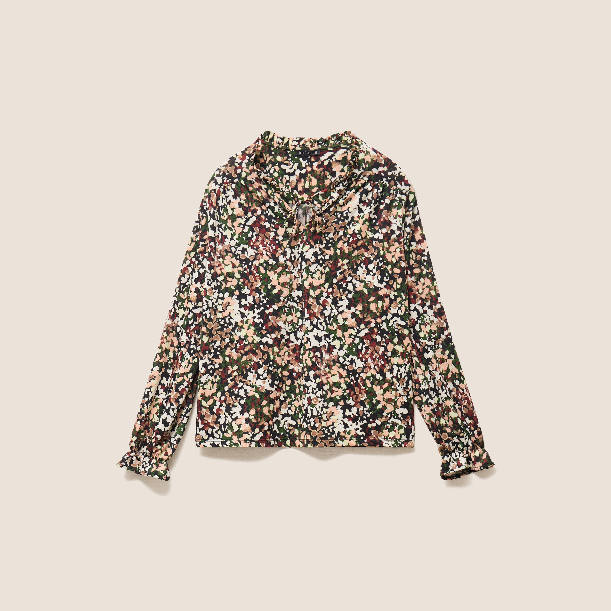 Blouse col v manches longues multicolore femme