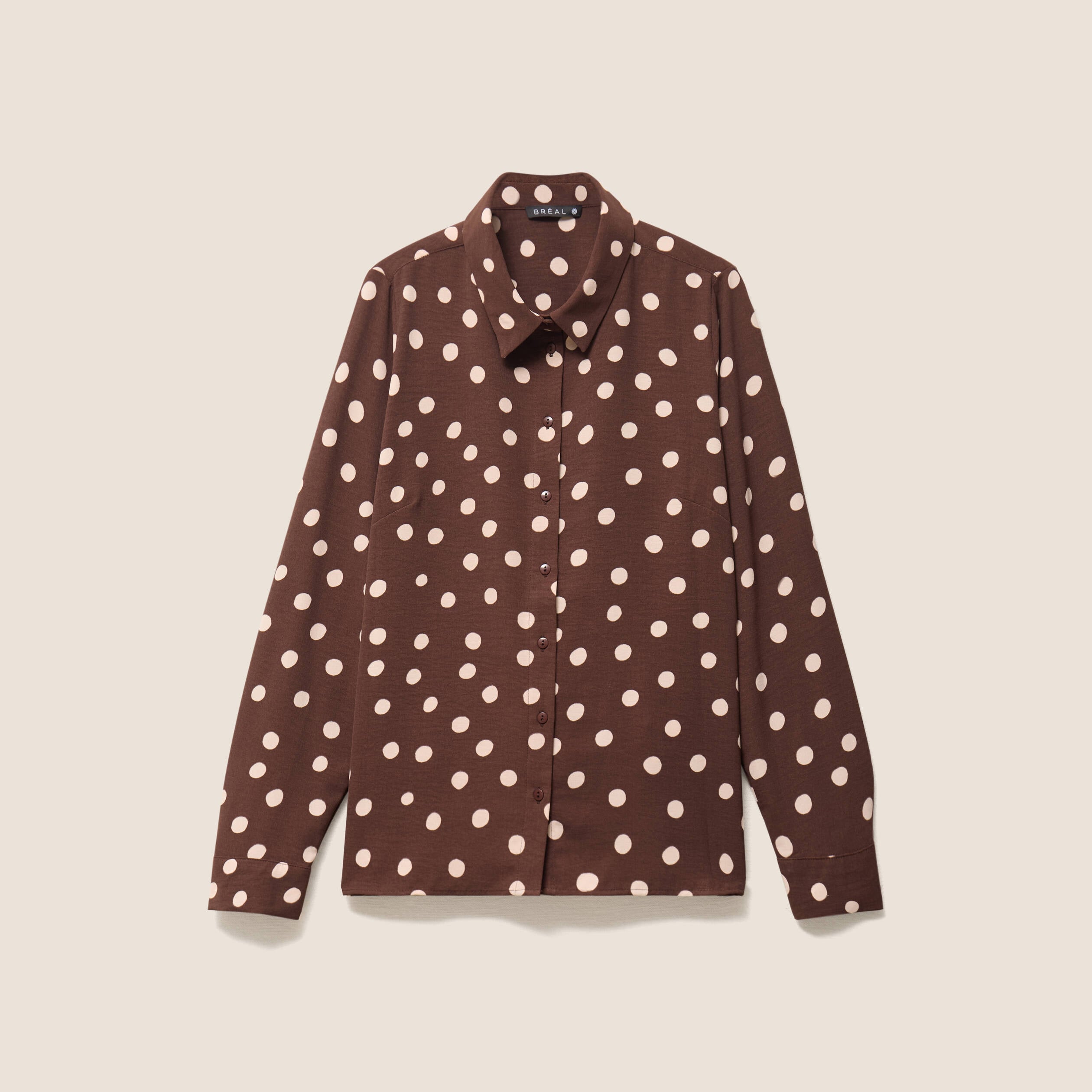 Chemise fluide manches longues marron femme