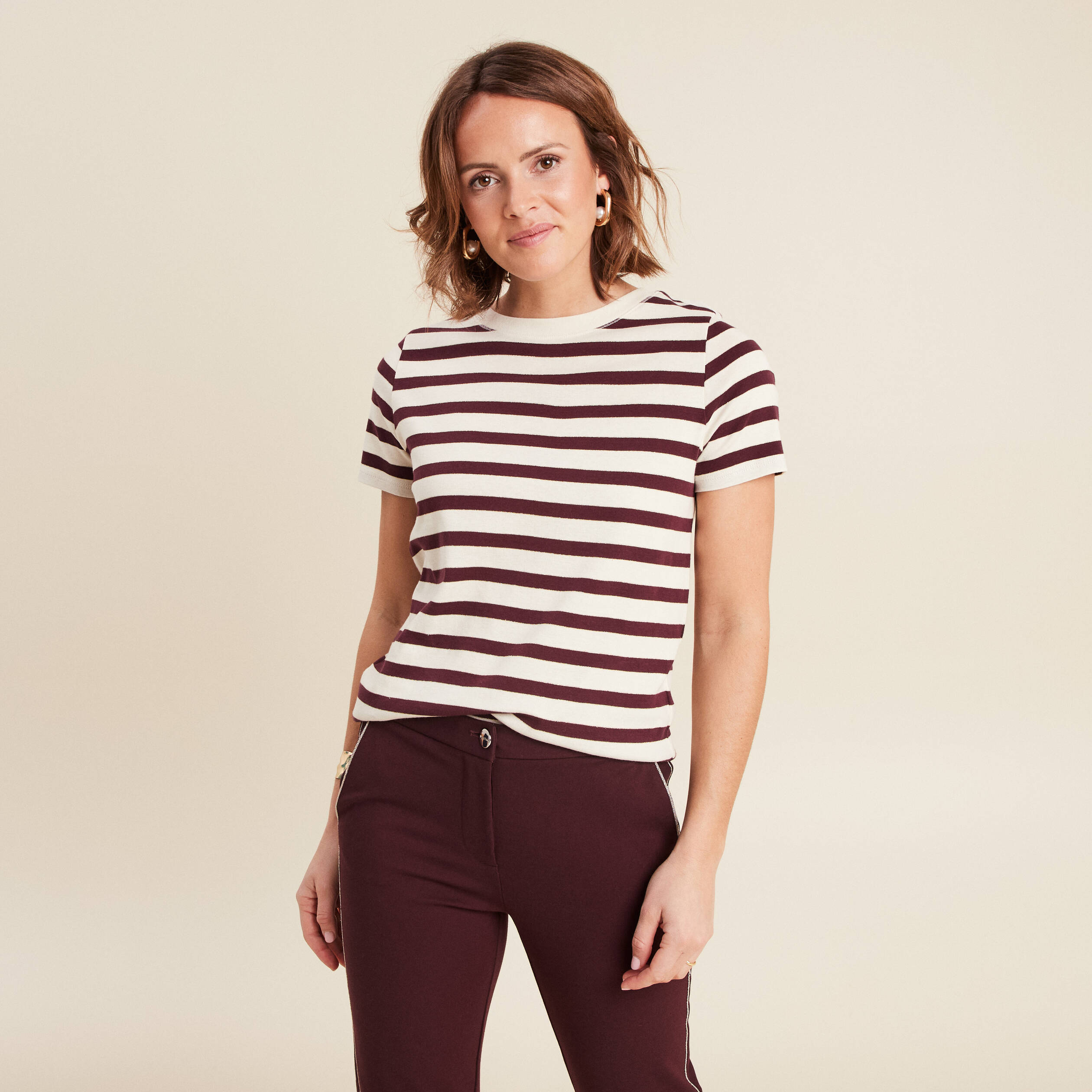 t shirt manches courtes bordeaux femme T-shirt manches courtes bordeaux femme