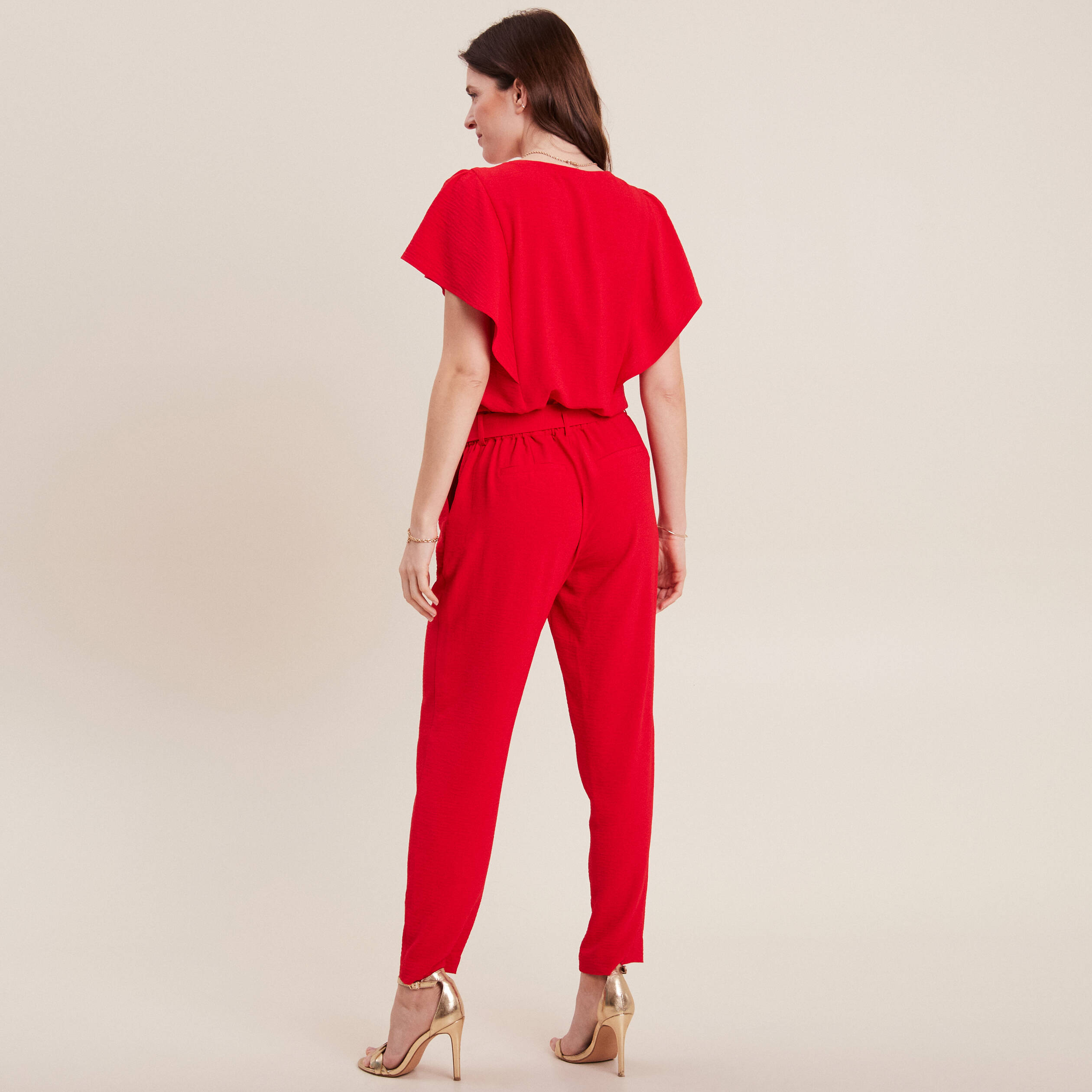 Superdry - Pantalon élastique à rayures - Rouge bordeaux