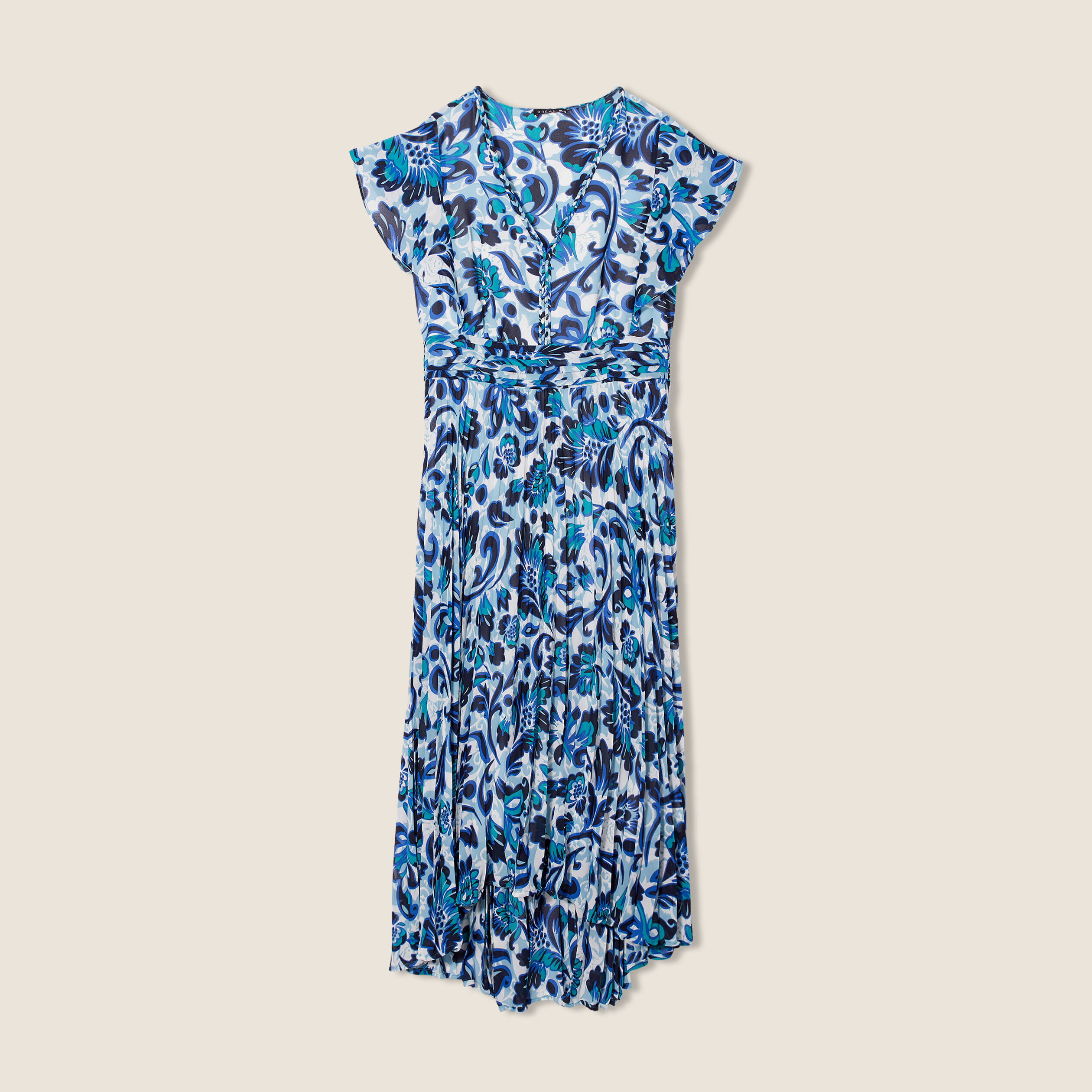 robe longue droite plissee bleu femme Robe longue droite plissée bleu femme
