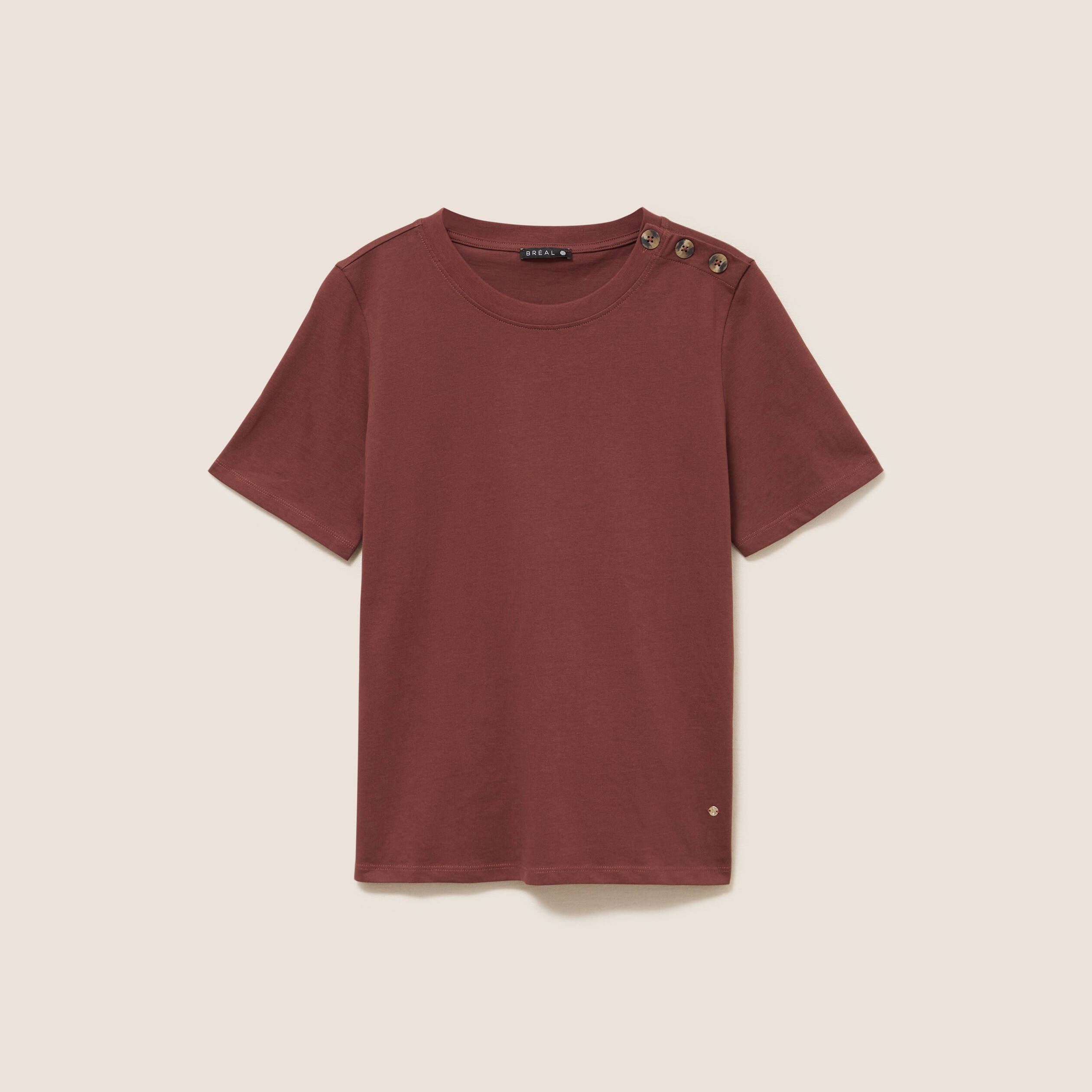 T-shirt manches courtes marron femme