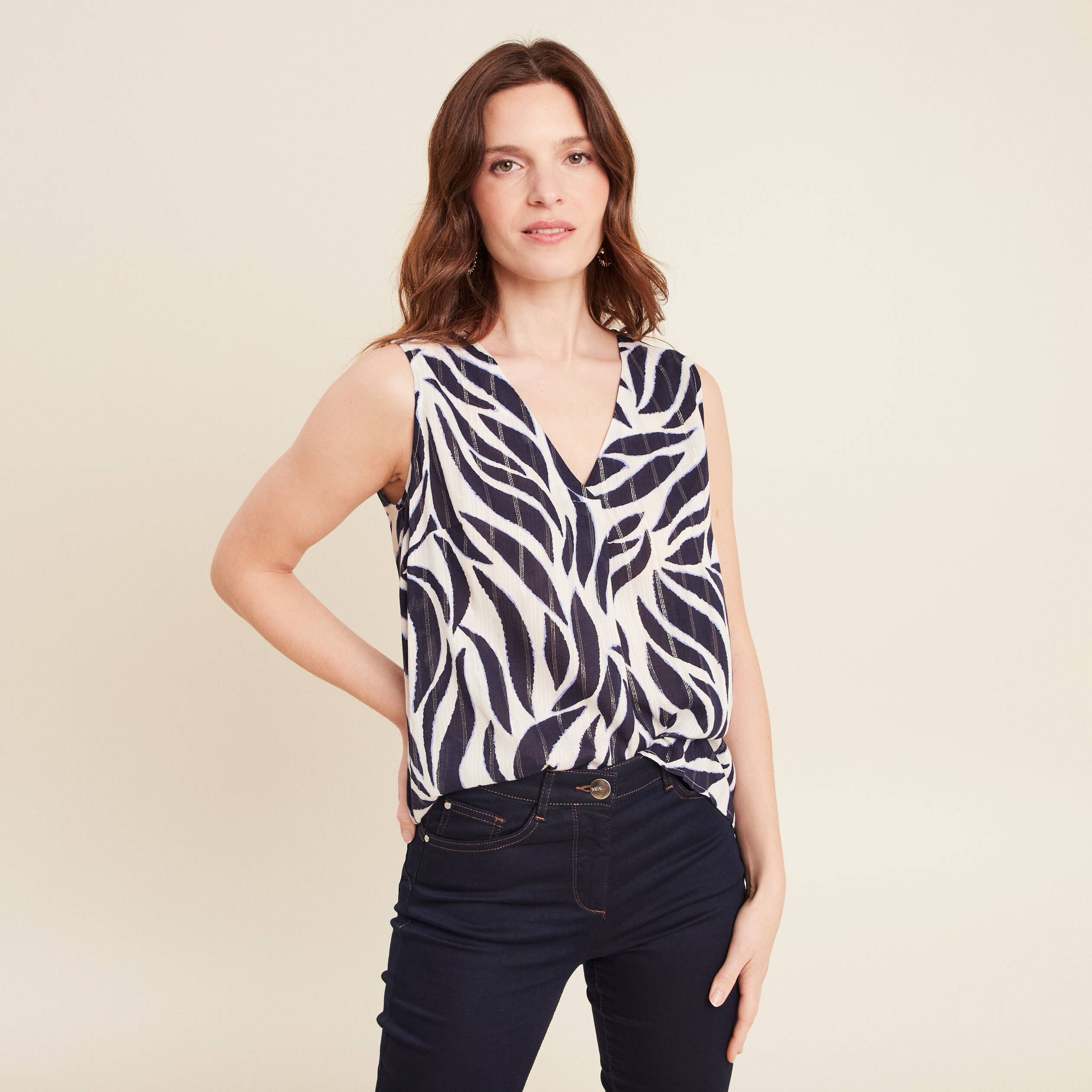 blouse sans manches bleu fonce femme Blouse sans manches bleu foncé femme