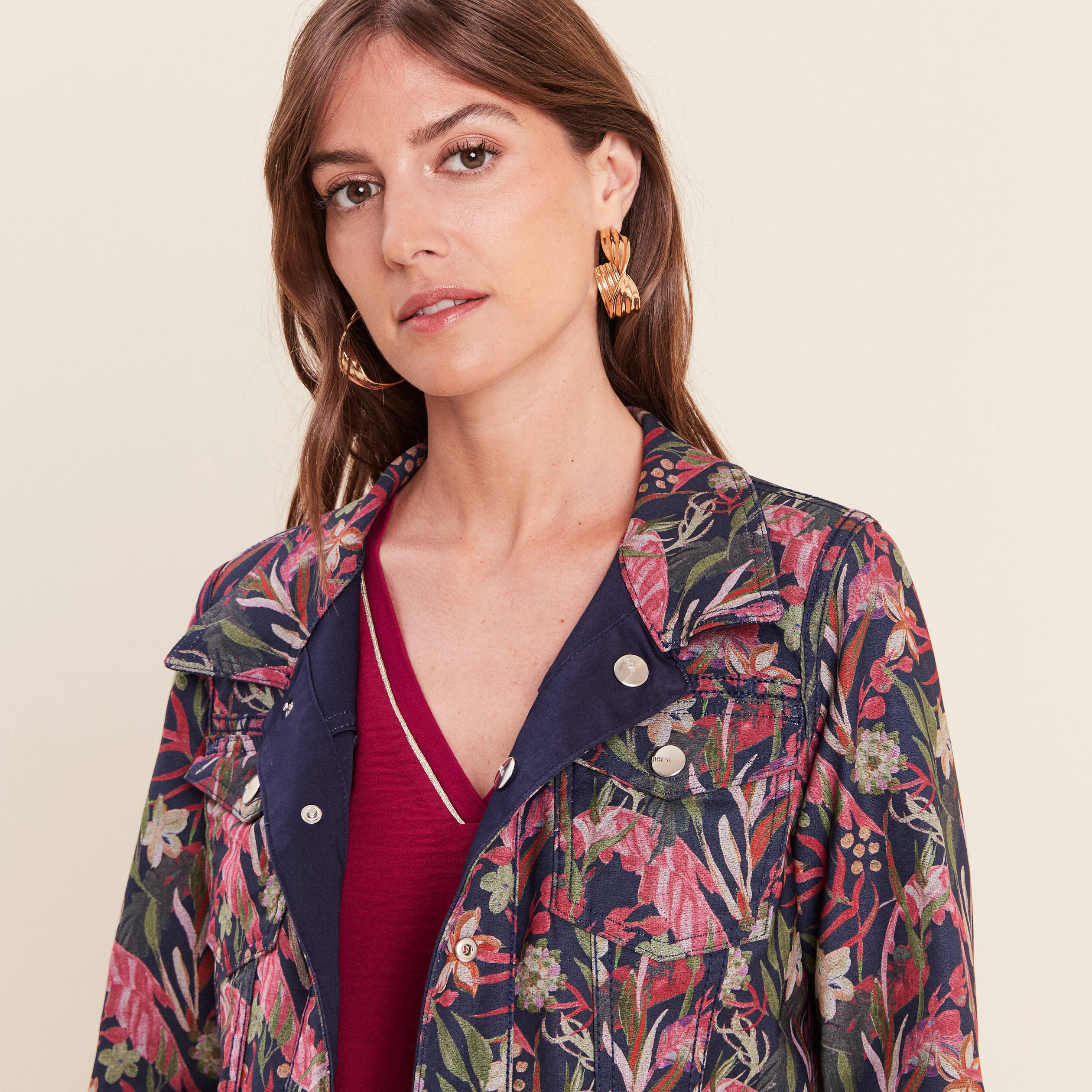 Veste cintr&eacute;e r&eacute;versible multicolore femme
