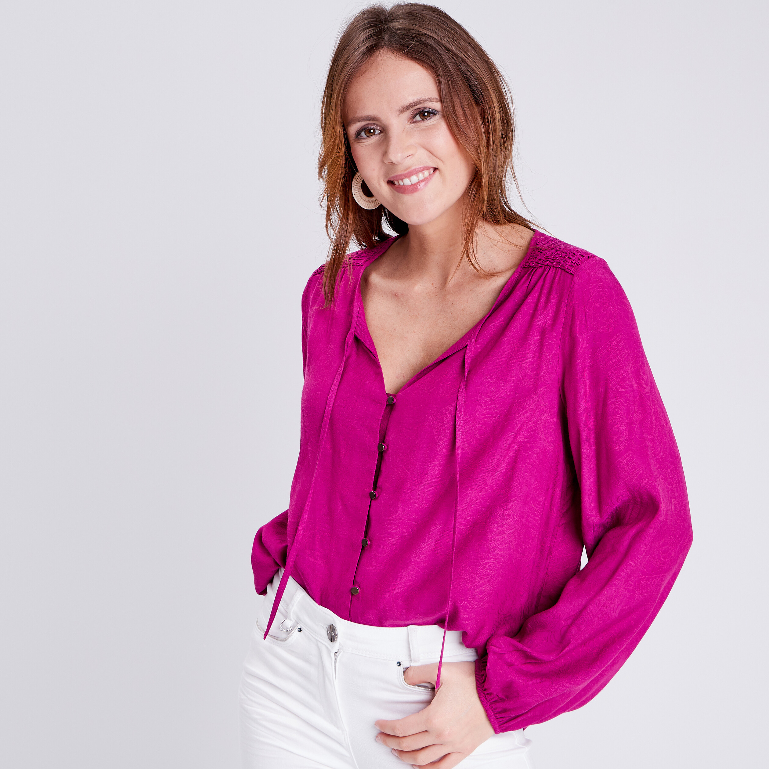 Chemise à manches longues violet clair femme