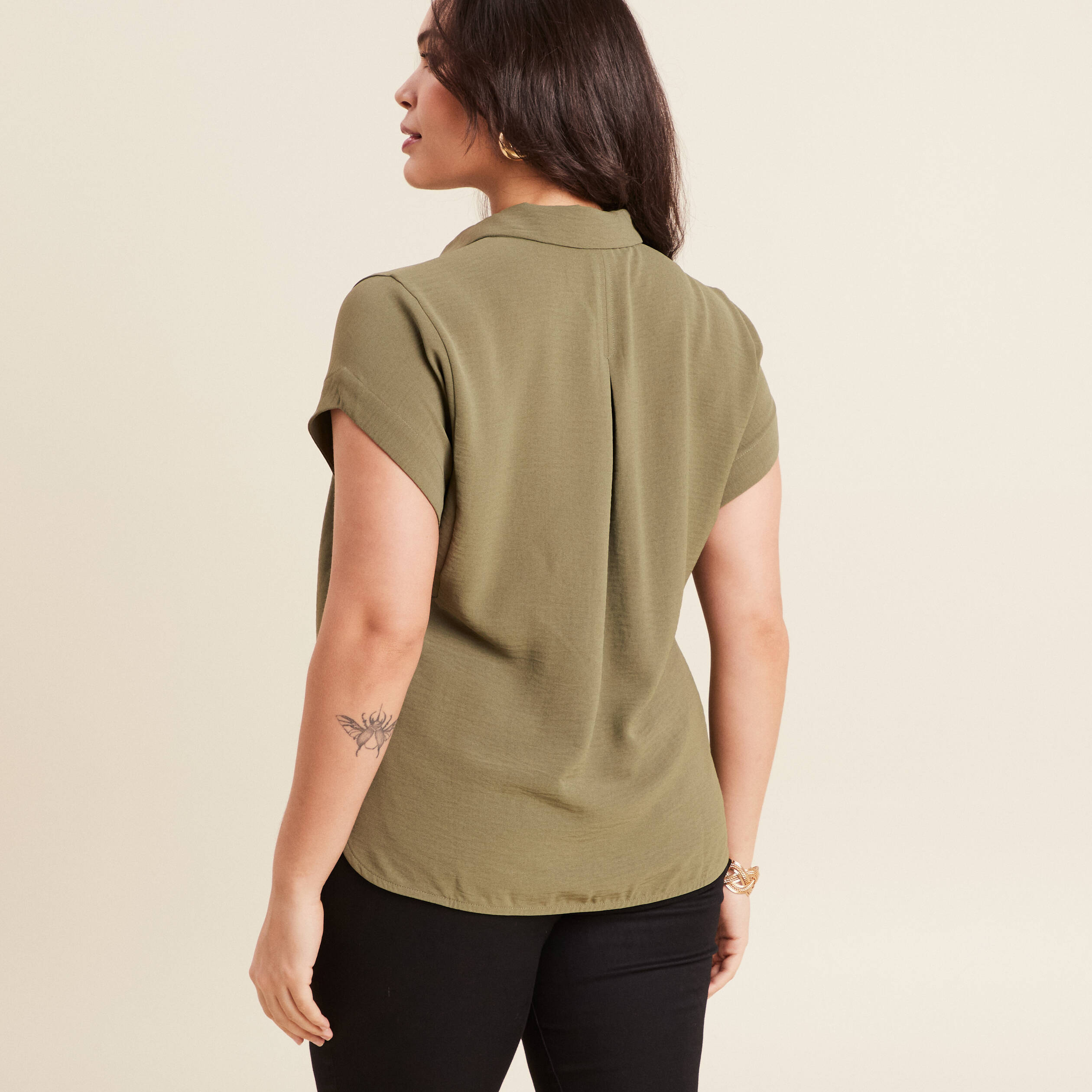 blouse manches courtes vert kaki femme Blouse manches courtes vert kaki femme