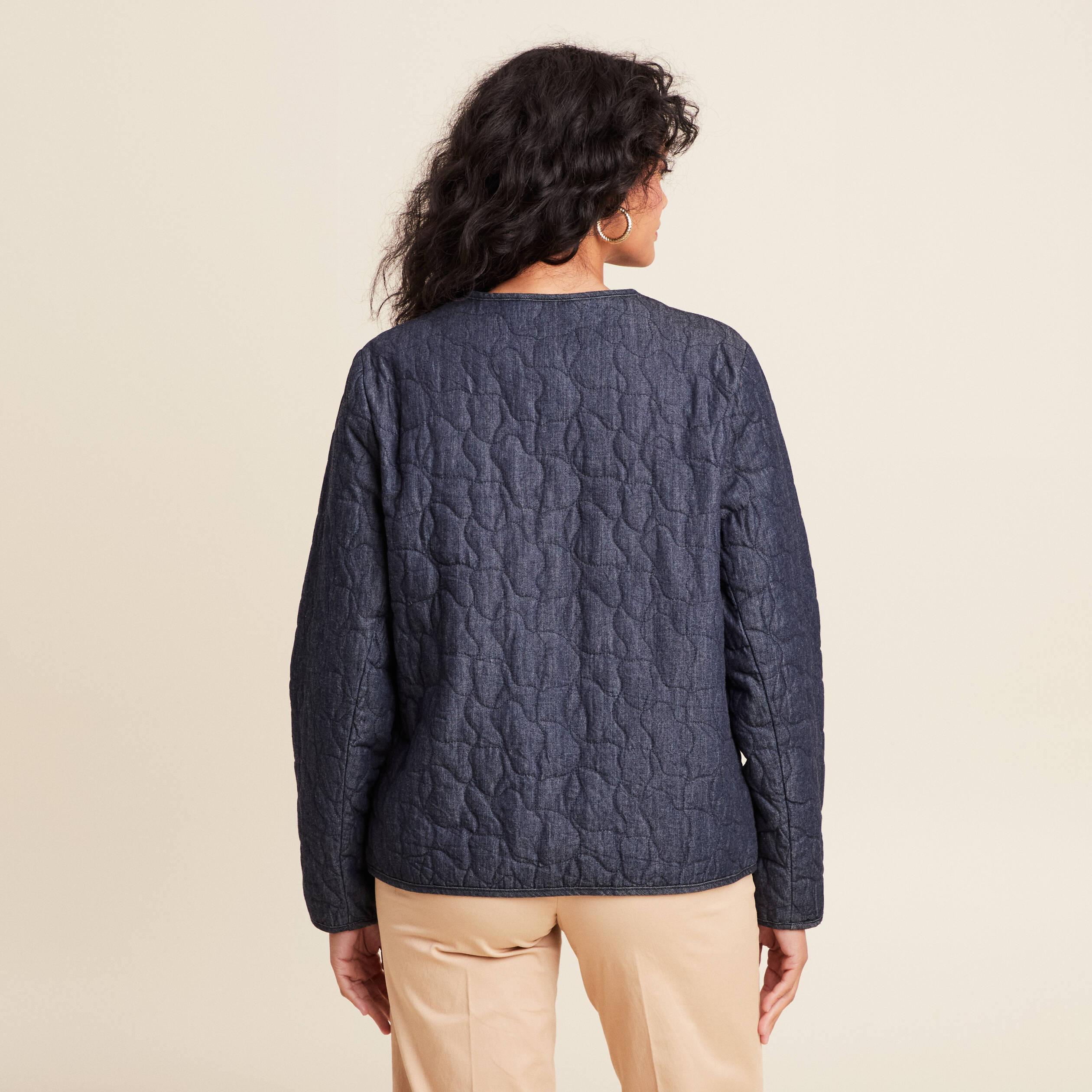Doudoune doubl&eacute;e sans col denim brut femme