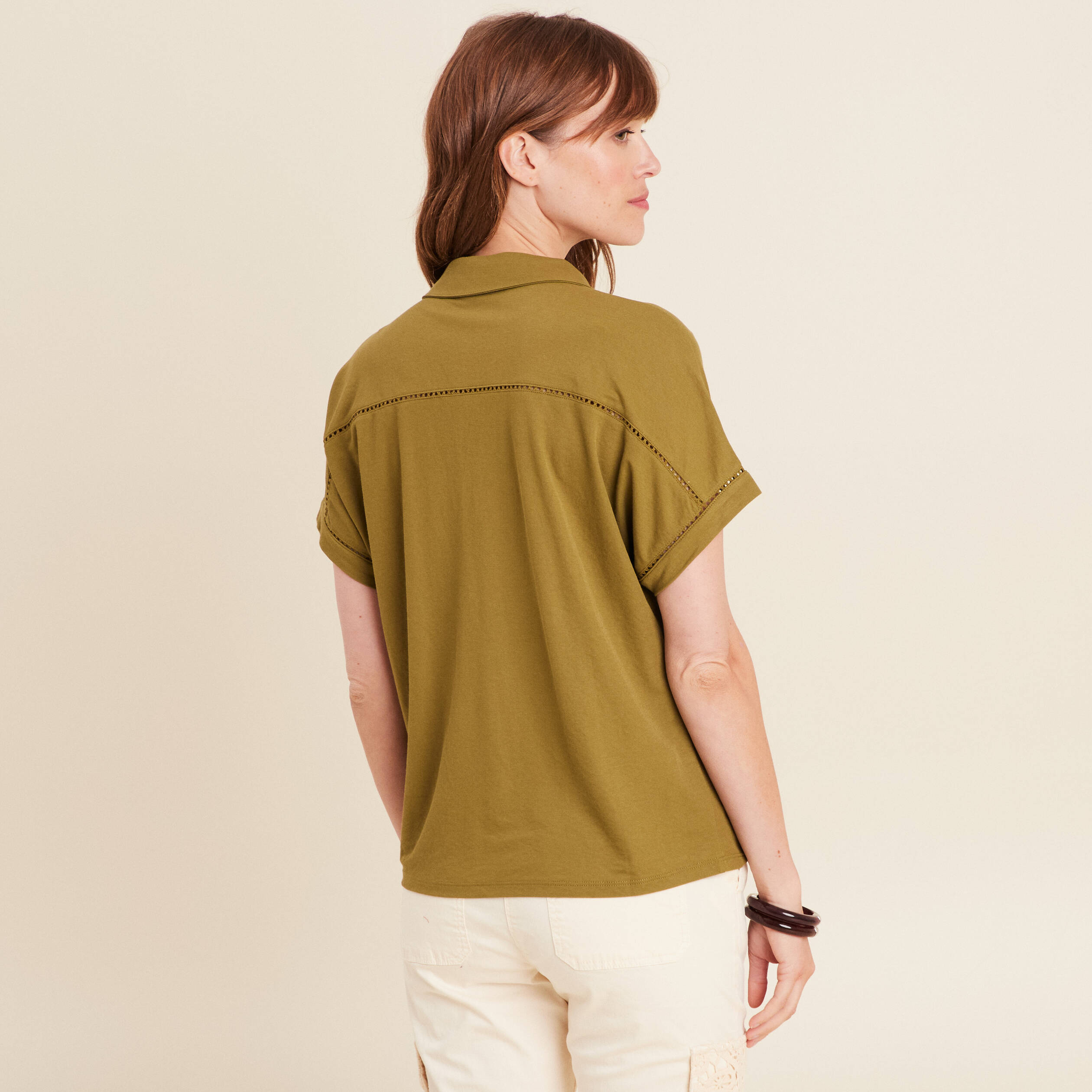 t shirt manches courtes vert kaki femme T-shirt manches courtes vert kaki femme