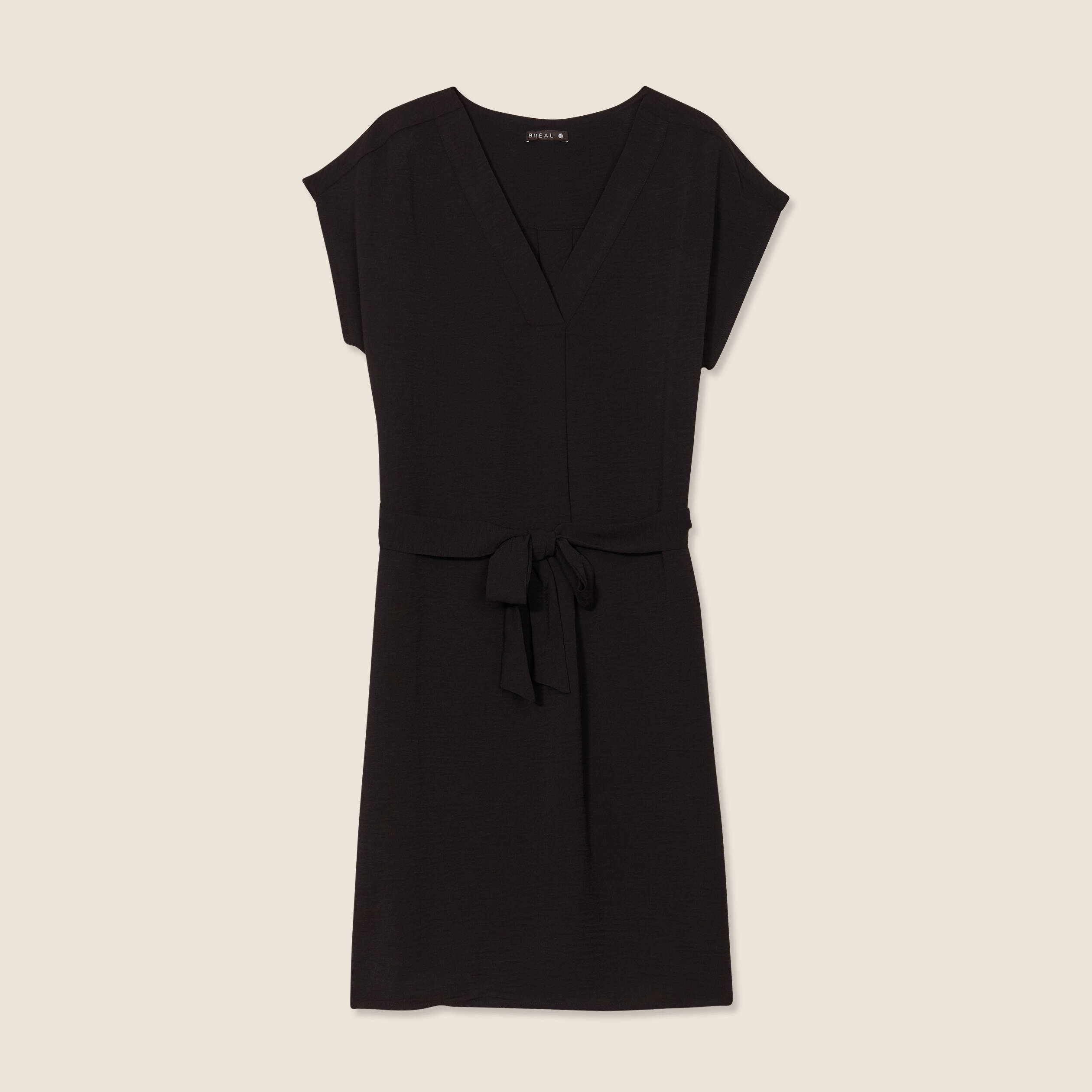 robe droite col en v noir femme Robe droite col en V noir femme
