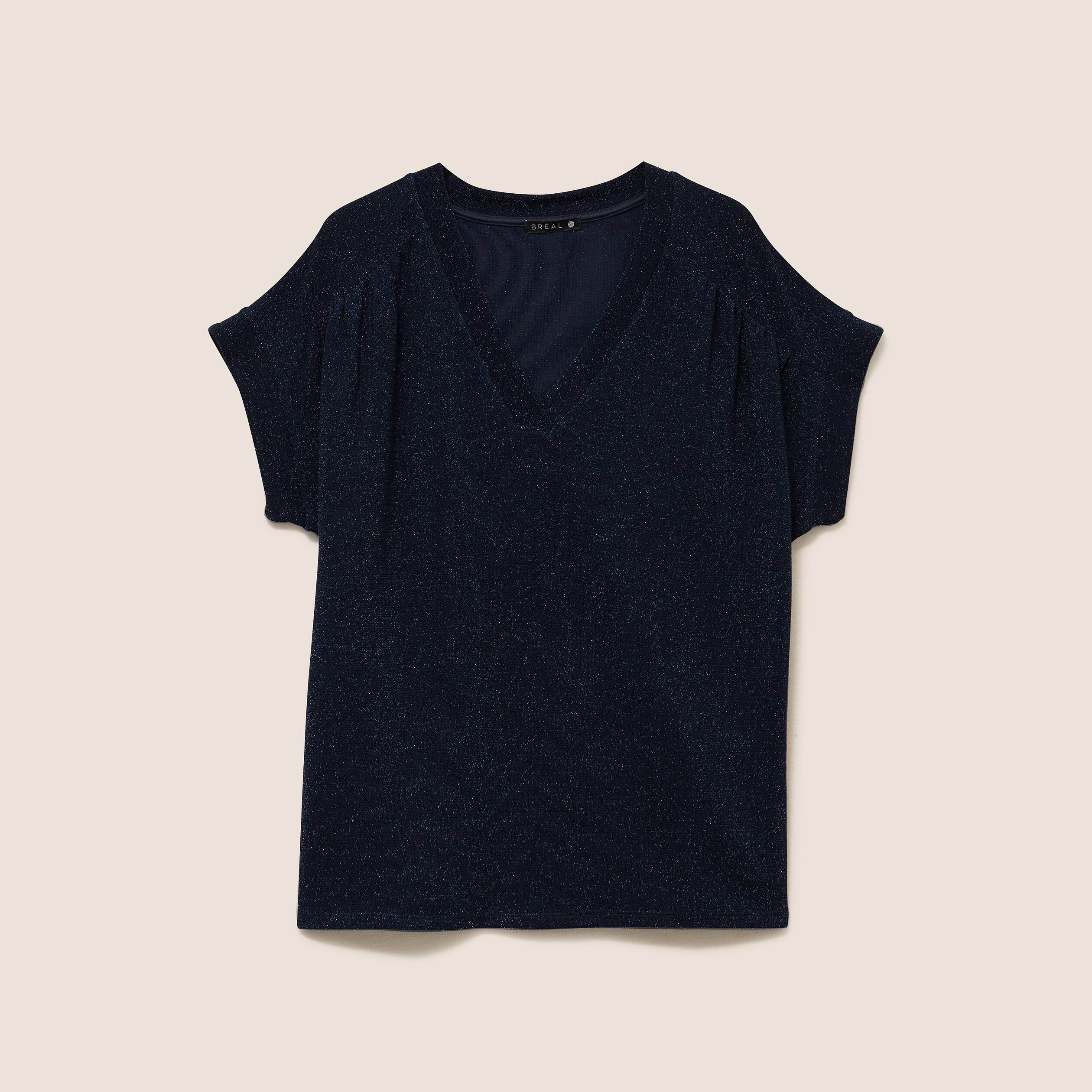 T-shirt manches courtes bleu fonc&eacute; femme