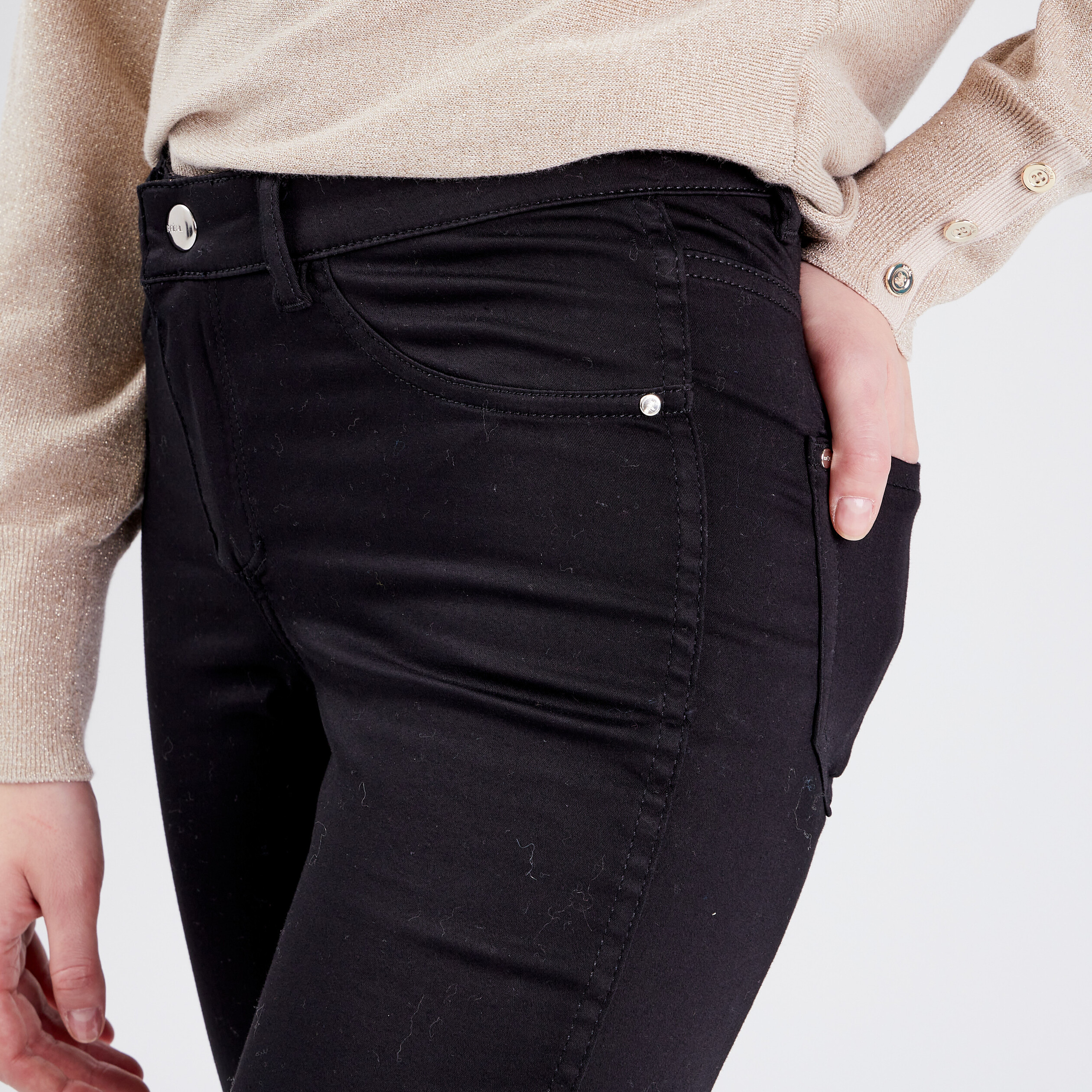 pantalon ajuste reversible noir femme Pantalon ajusté réversible noir femme