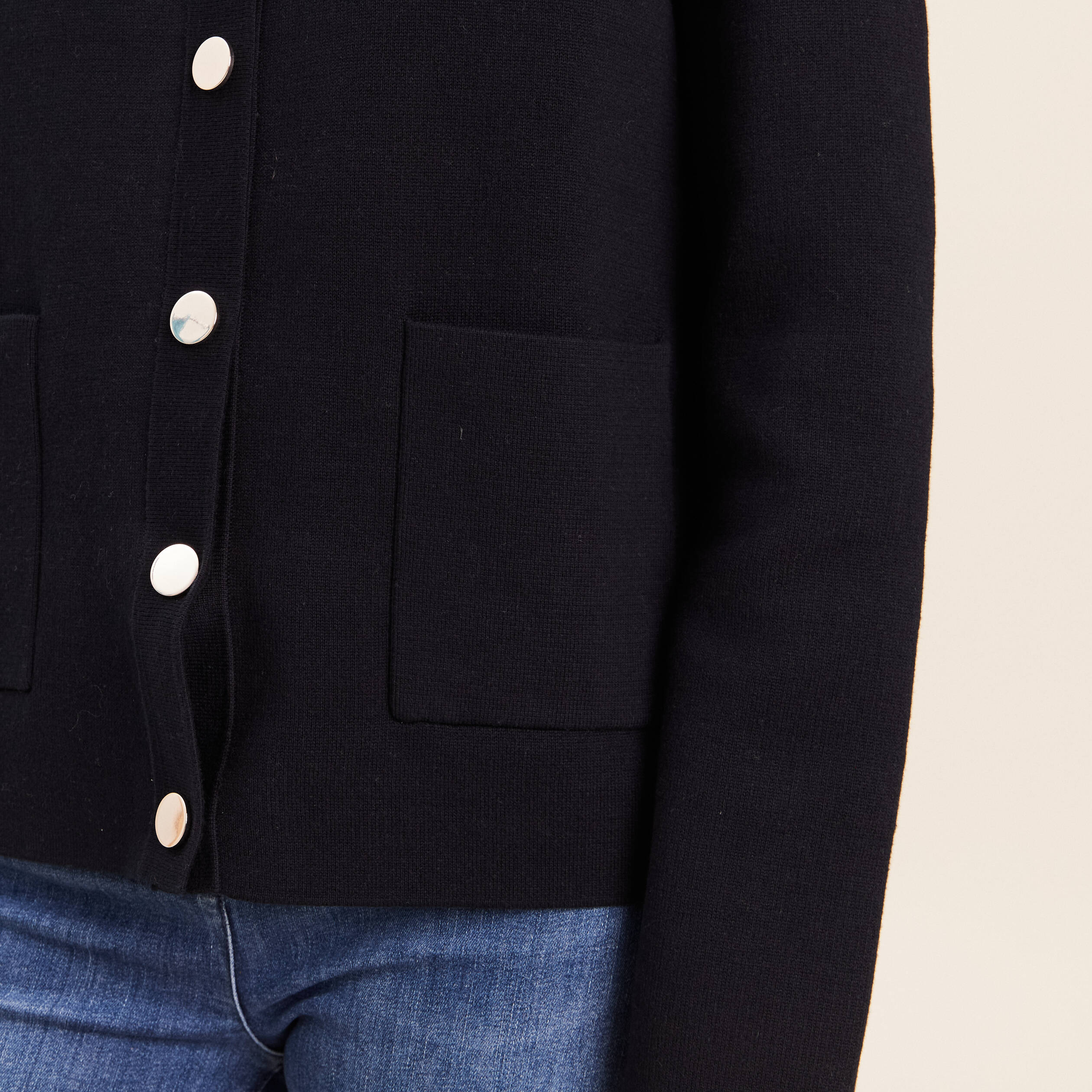Veste r&eacute;versible en maille noir femme