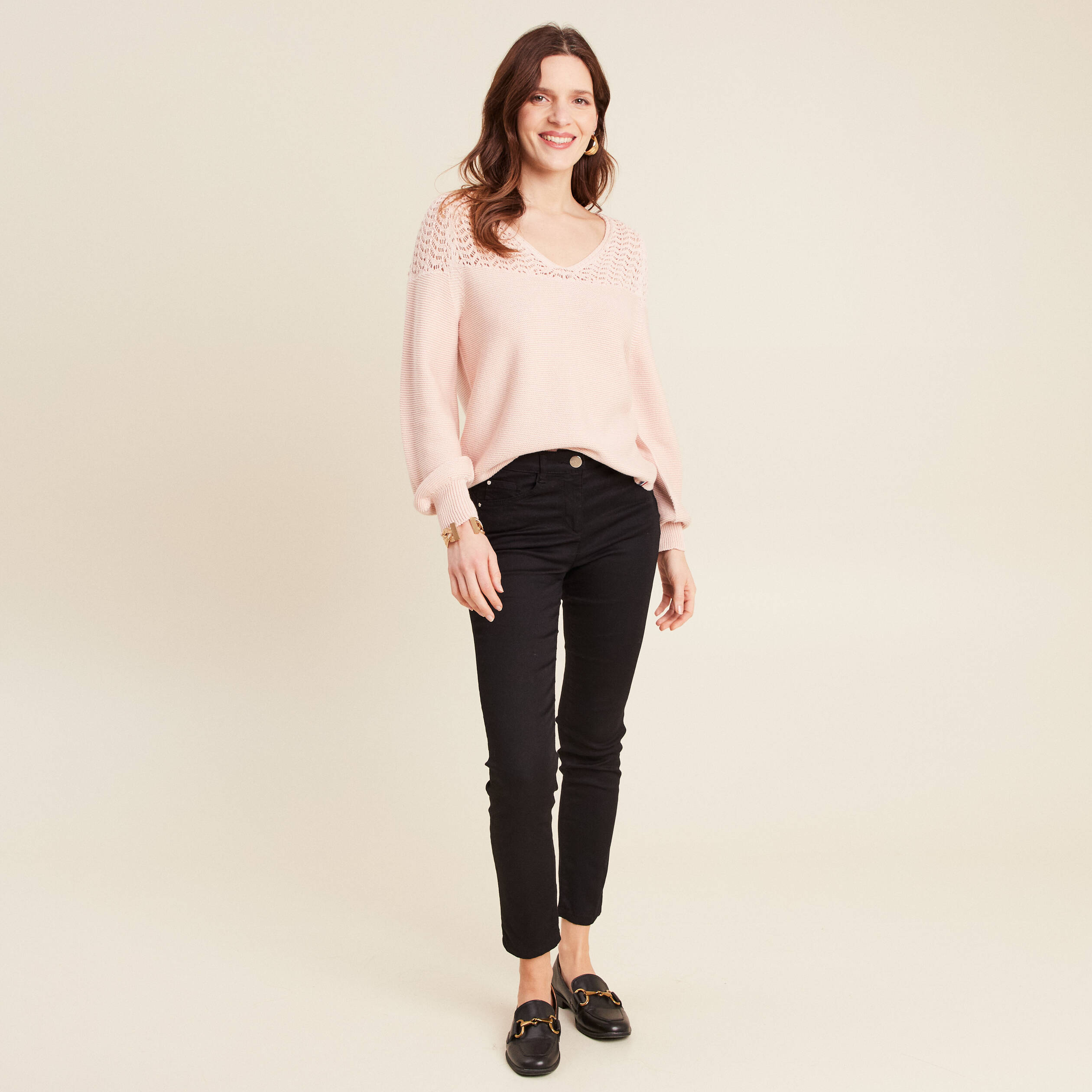 pull confectionne en france vieux rose femme Pull confectionné en France vieux rose femme