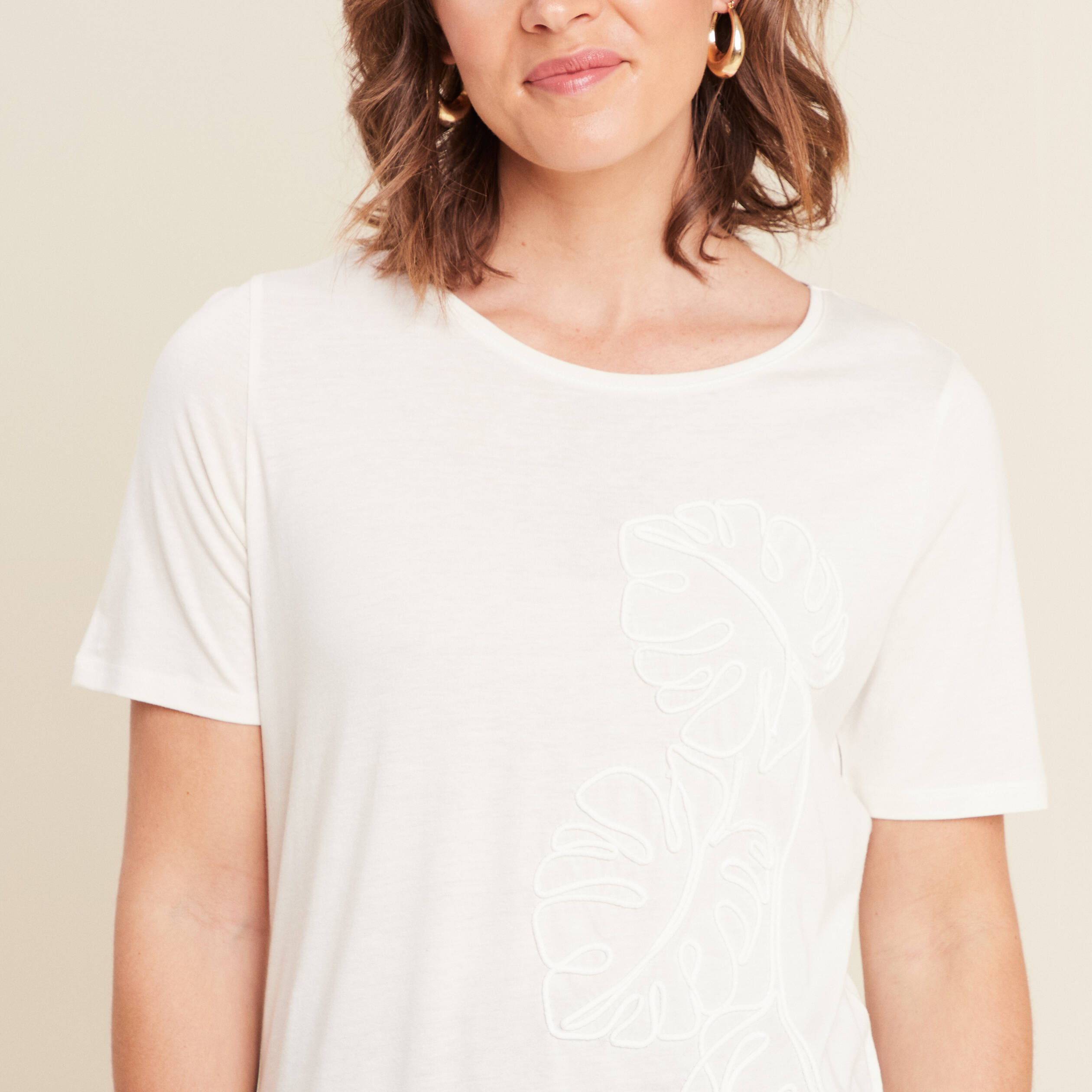 T-shirt manches courtes ecru femme