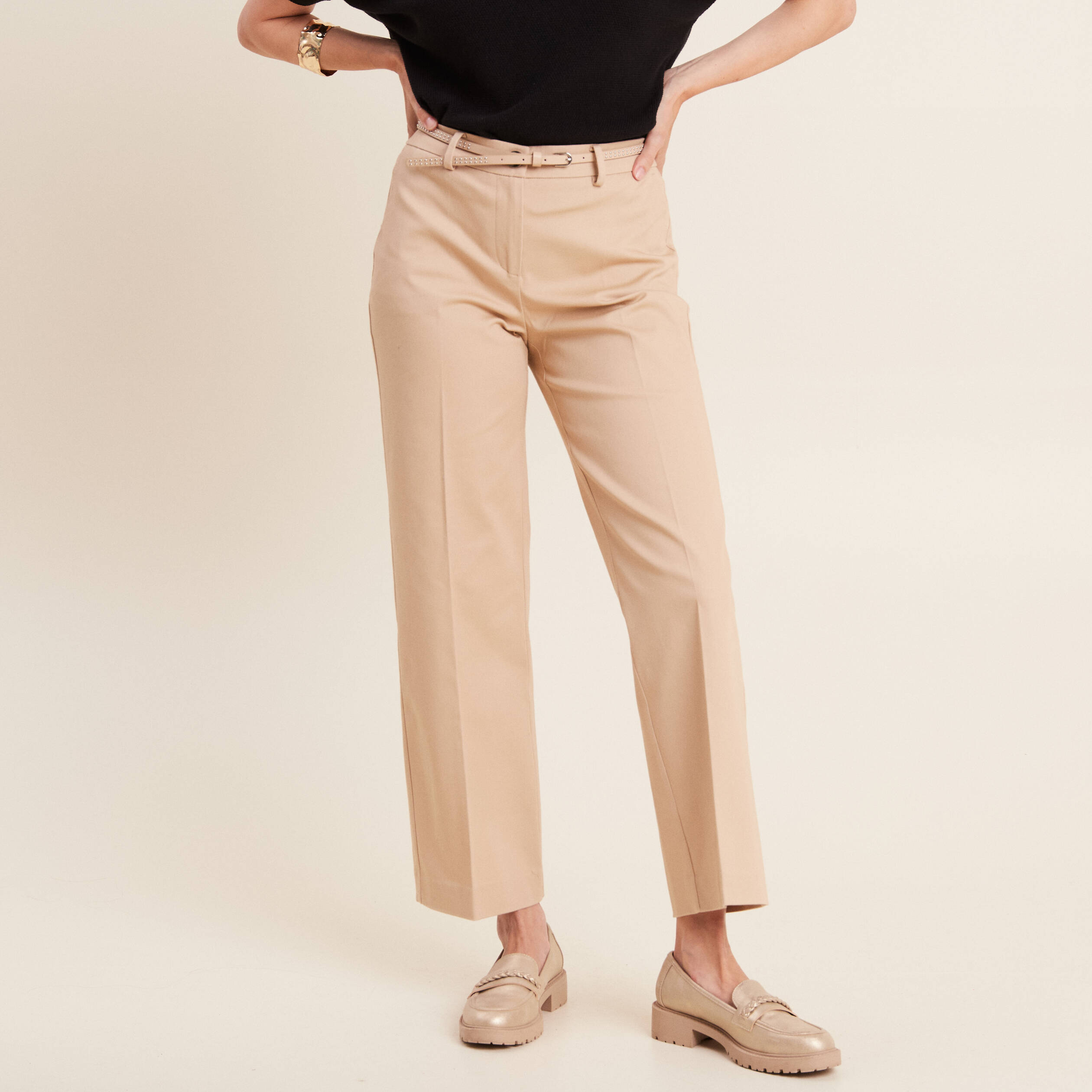 pantalon flare 78eme beige femme Pantalon flare 7/8ème beige femme