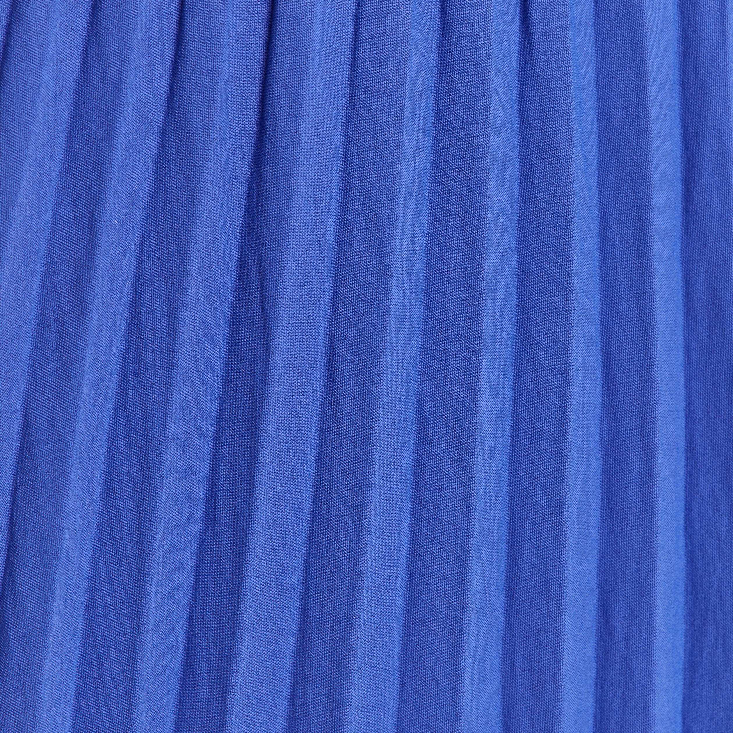 Robe courte &eacute;vas&eacute;e pliss&eacute;e col rond bleu fonc&eacute; femme