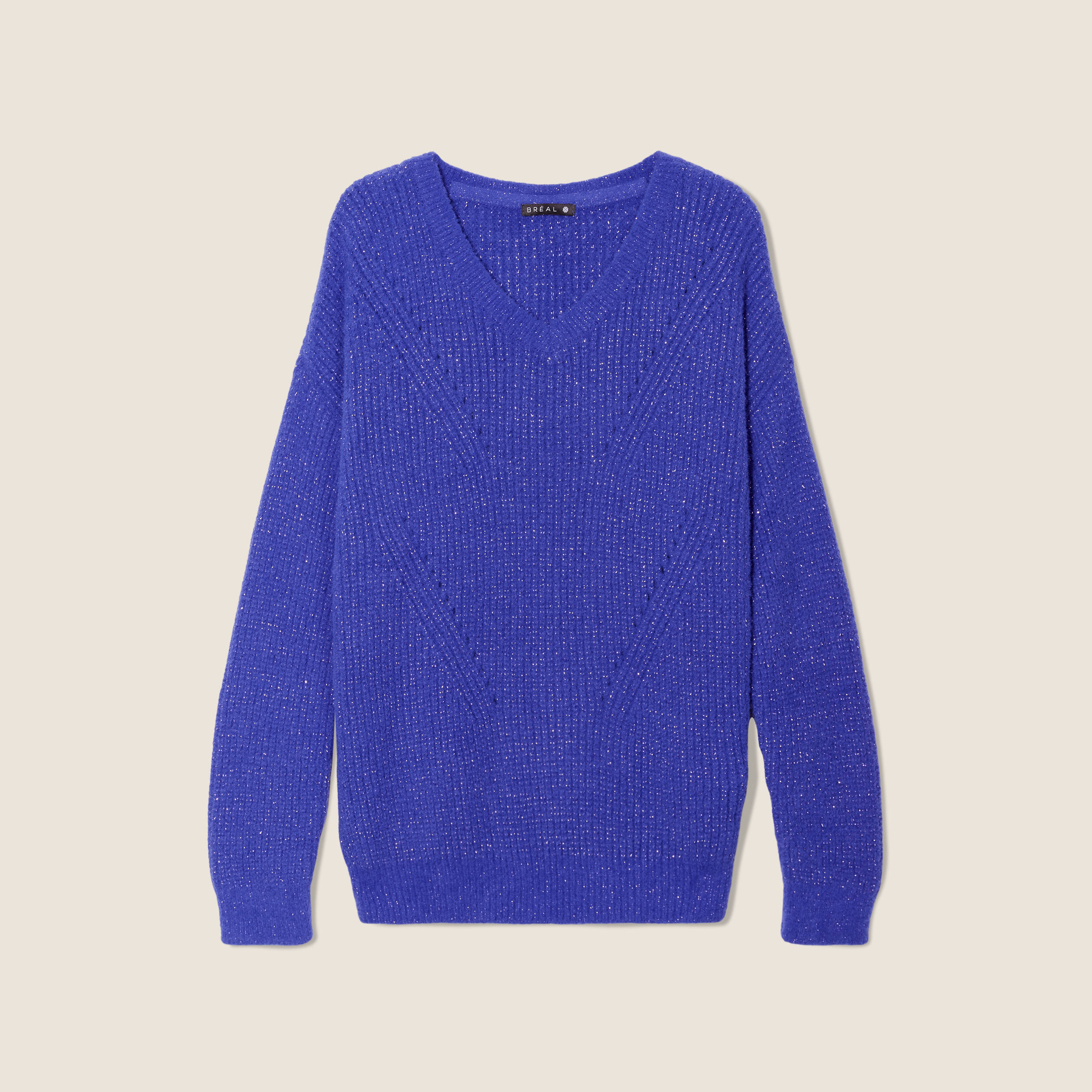 Pull manches longues bleu violet femme