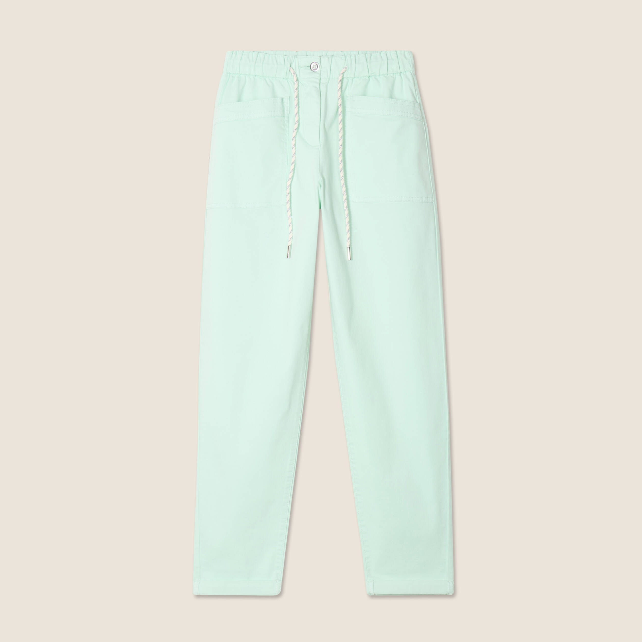 pantalon coupe droite a coulisse vert clair femme Pantalon coupe droite à coulisse vert clair femme